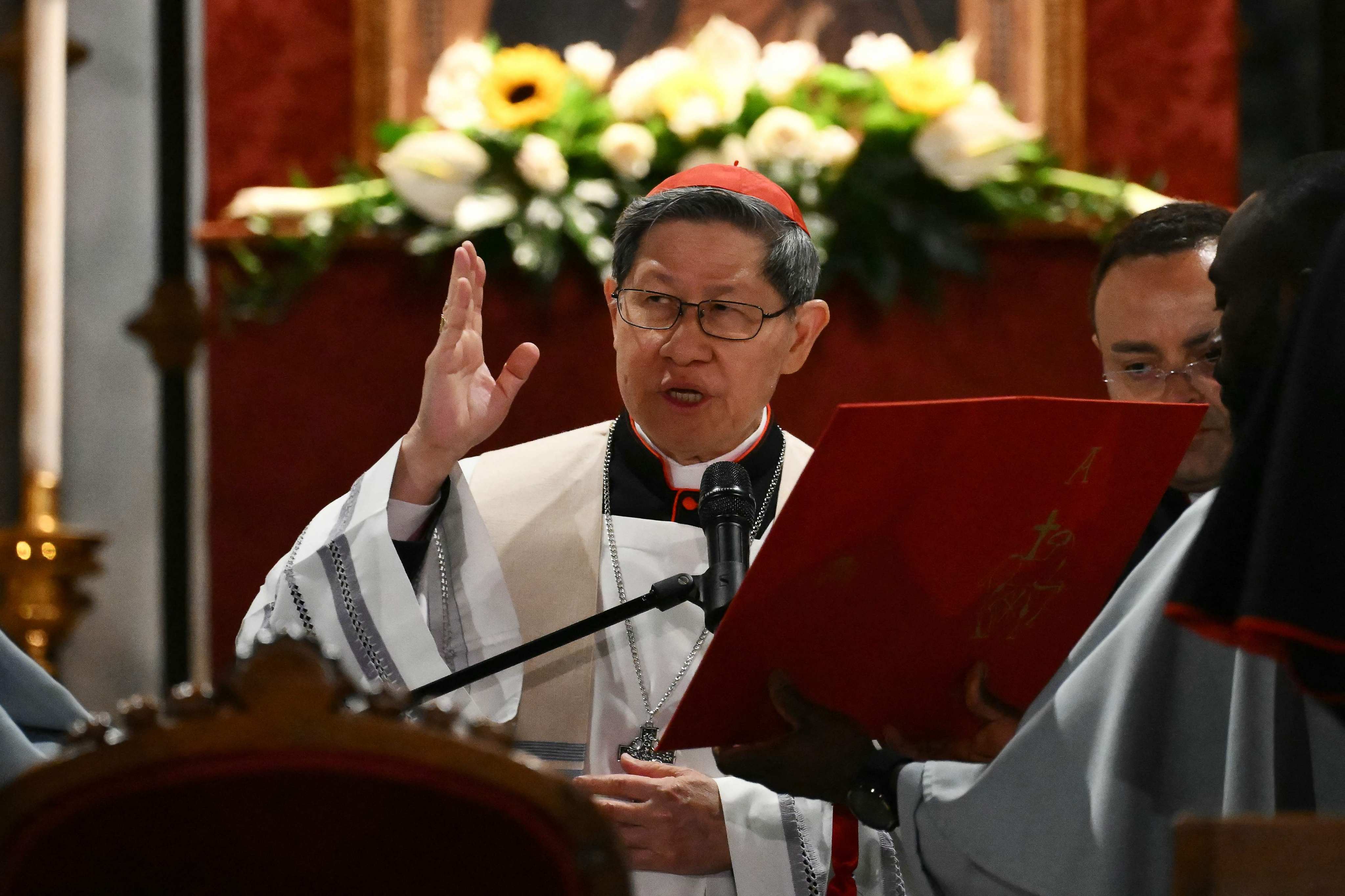 Filipino cardinal Luis Antonio Tagle attends a rosary prayer at Santa Maria Maggiore Basilica in Rome on April 24. Photo: AFP