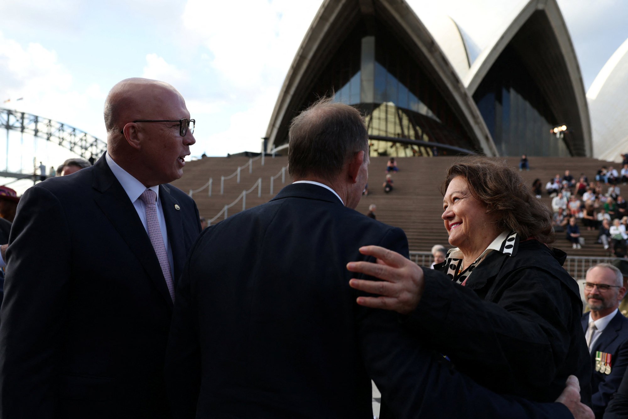 Rinehart with Australia’s opposition leader Peter Dutton (left) in Sydney. Photo: Reuters Rinehart with Australia’s opposition leader Peter Dutton (left) in Sydney. Photo: Reuters