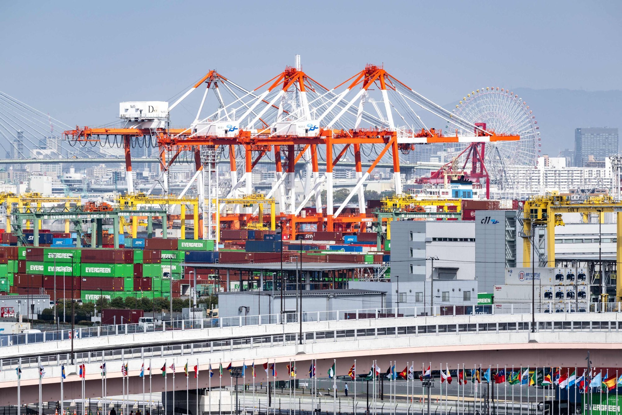 Containers at the Port of Osaka. Japanese business leaders have urged Tokyo to diversify trade amid US uncertainty. Photo: AFP Containers at the Port of Osaka. Japanese business leaders have urged Tokyo to diversify trade amid US uncertainty. Photo: AFP