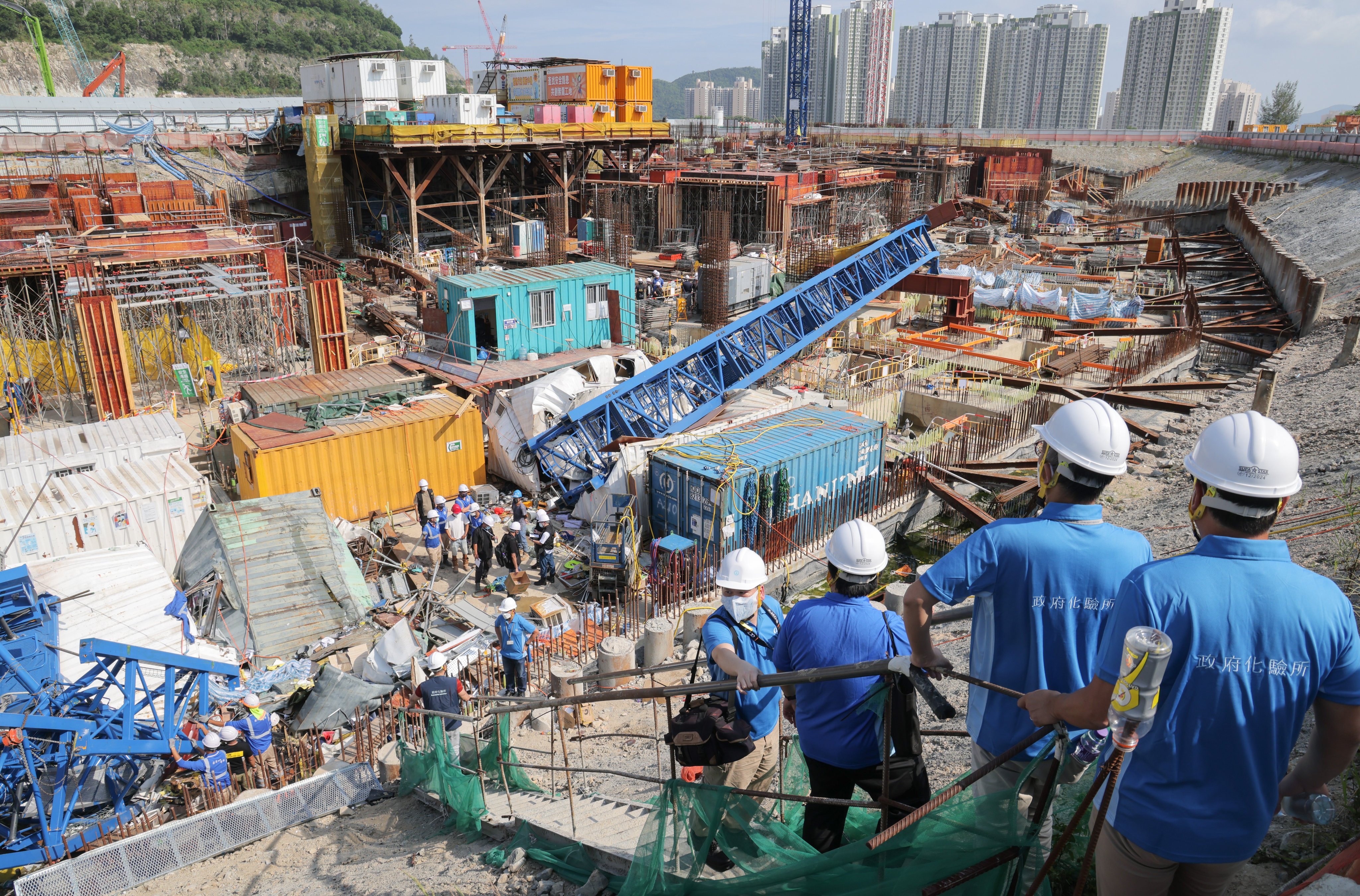 The crane collapse at the construction site on Anderson Road in Sau Mau Ping that killed Tsui’s son. Photo: Jelly Tse