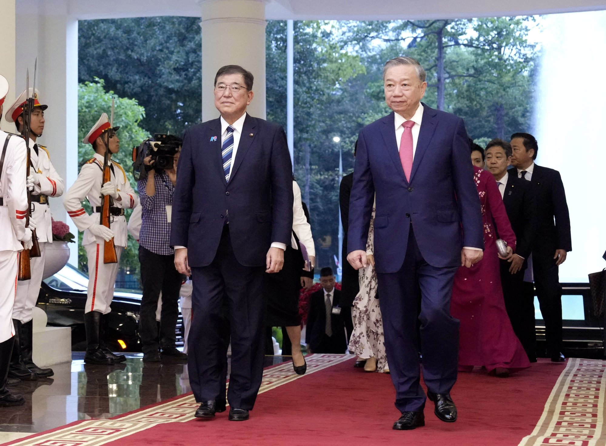 Ishiba (left) and Vietnam’s Communist Party General Secretary To Lam before their talks in Hanoi on April 27. Photo: Kyodo Ishiba (left) and Vietnam’s Communist Party General Secretary To Lam before their talks in Hanoi on April 27. Photo: Kyodo