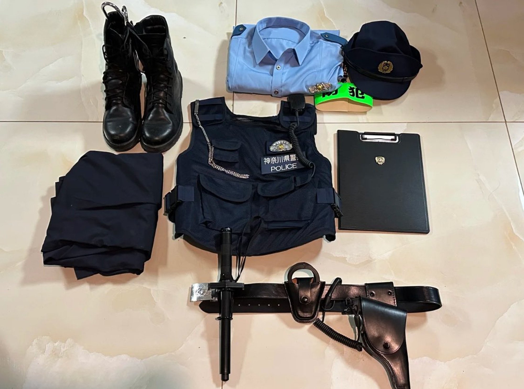 Images of a realistic Japanese police uniform sparked concern. Photo: Handout Images of a realistic Japanese police uniform sparked concern. Photo: Handout