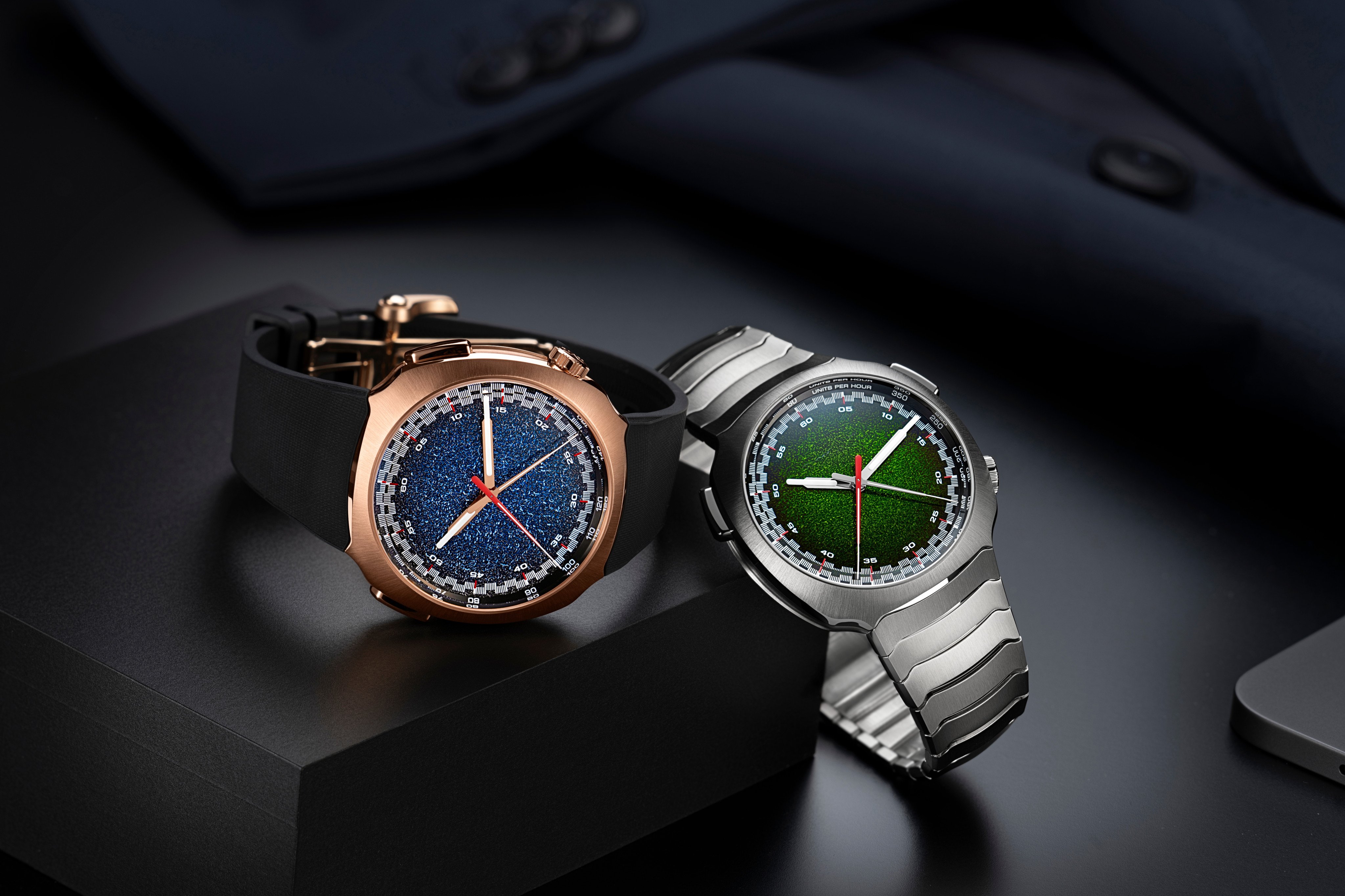 At Watches and Wonders 2025, H. Moser & Cie presented new Streamliner models with coloured dials (pictured), plus the vivid Pop collection, featuring semi-precious stones. Photo: Handout