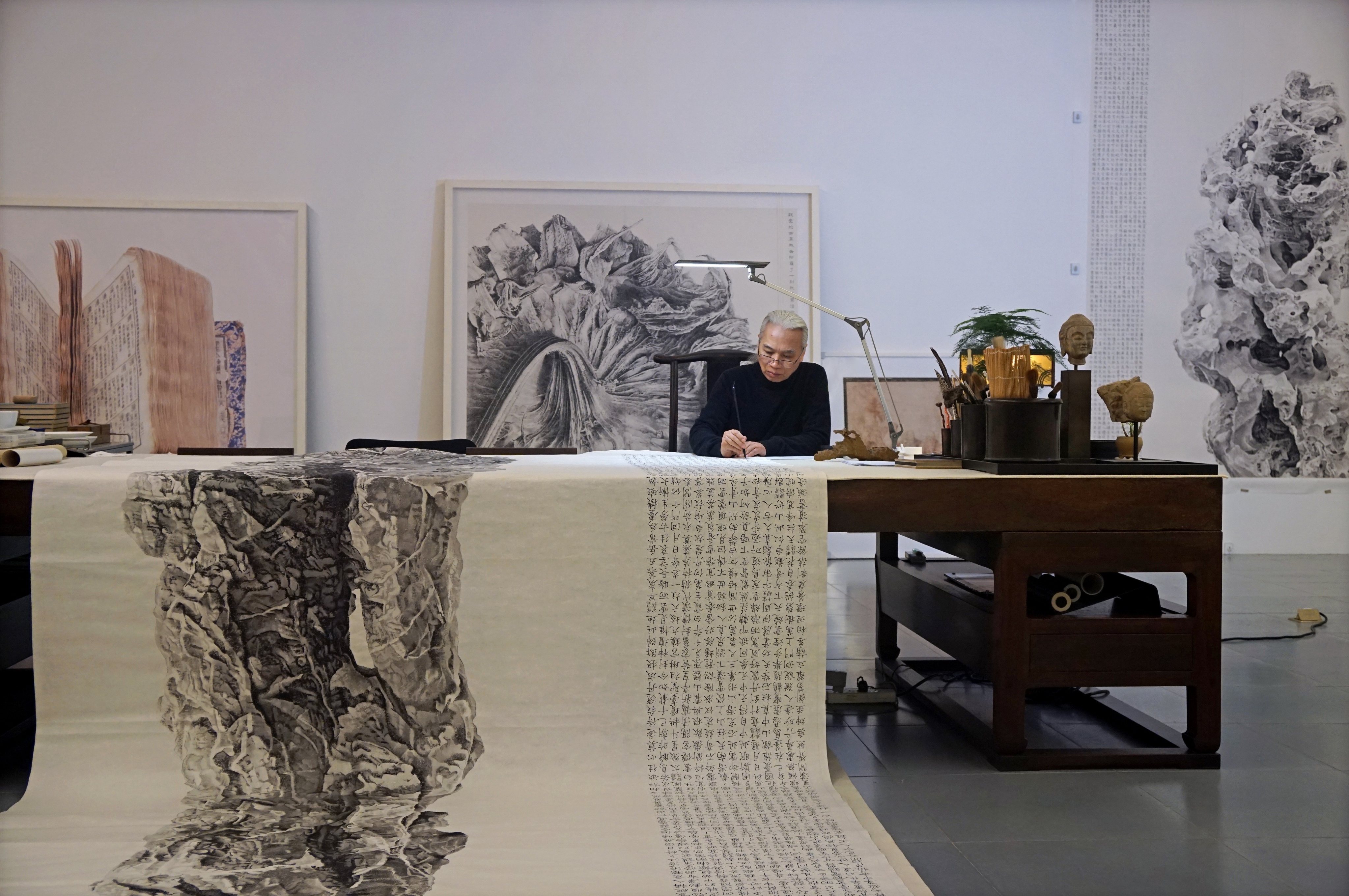 Contemporary Chinese ink artist Liu Dan’s selling exhibition in Hong Kong includes work spanning four decades of his career, with asking prices in the millions of Hong Kong dollars. Photo: courtesy of PhillipsX