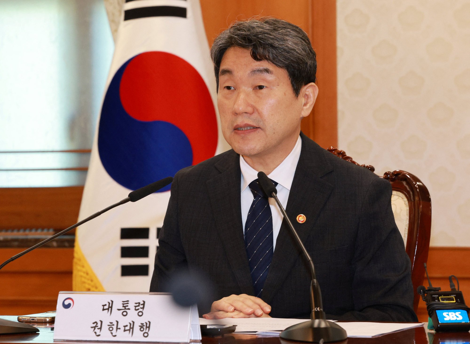South Korea’s acting president Lee Ju-ho presides over the national security council at the government complex in Seoul on Friday. Photo: Yonhap via Reuters South Korea’s acting president Lee Ju-ho presides over the national security council at the government complex in Seoul on Friday. Photo: Yonhap via Reuters