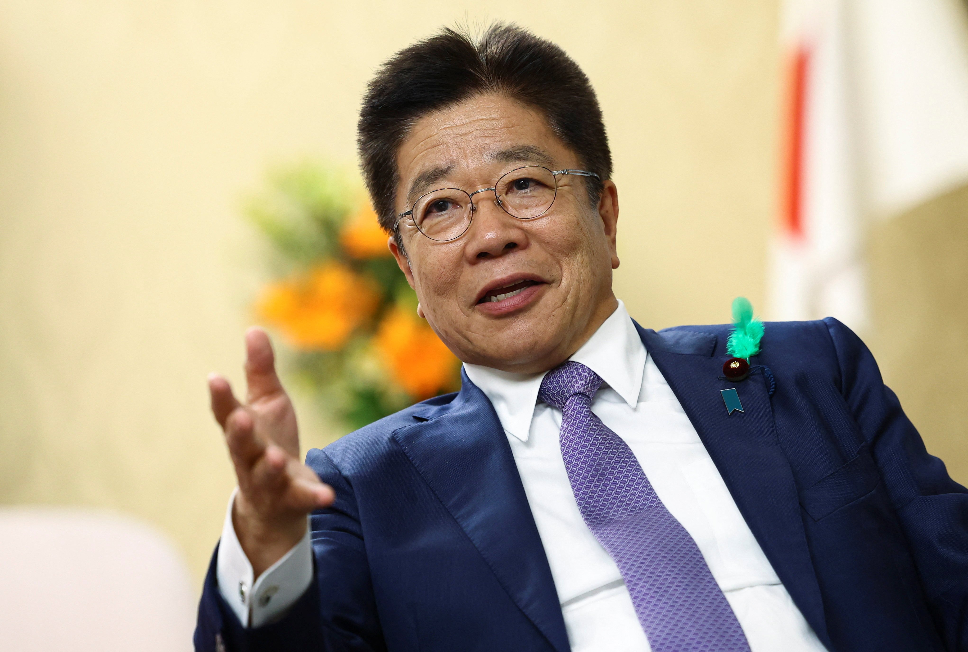 Japan’s Finance Minister Katsunobu Kato speaks during an interview in Tokyo in April. Photo: Reuters