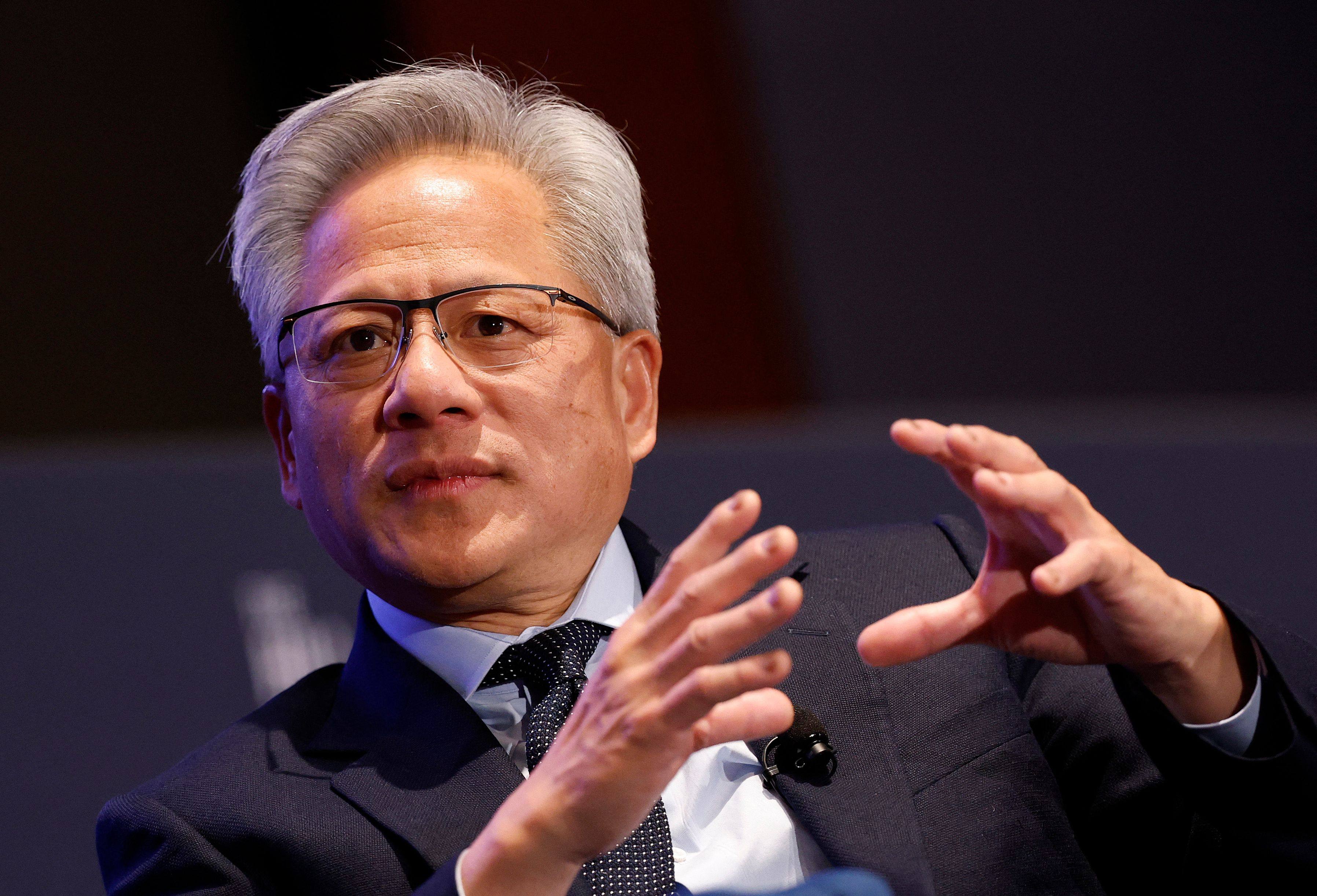 Nvidia president and CEO Jensen Huang speaks at a forum in Washington on Wednesday. Photo: Getty Images via AFP