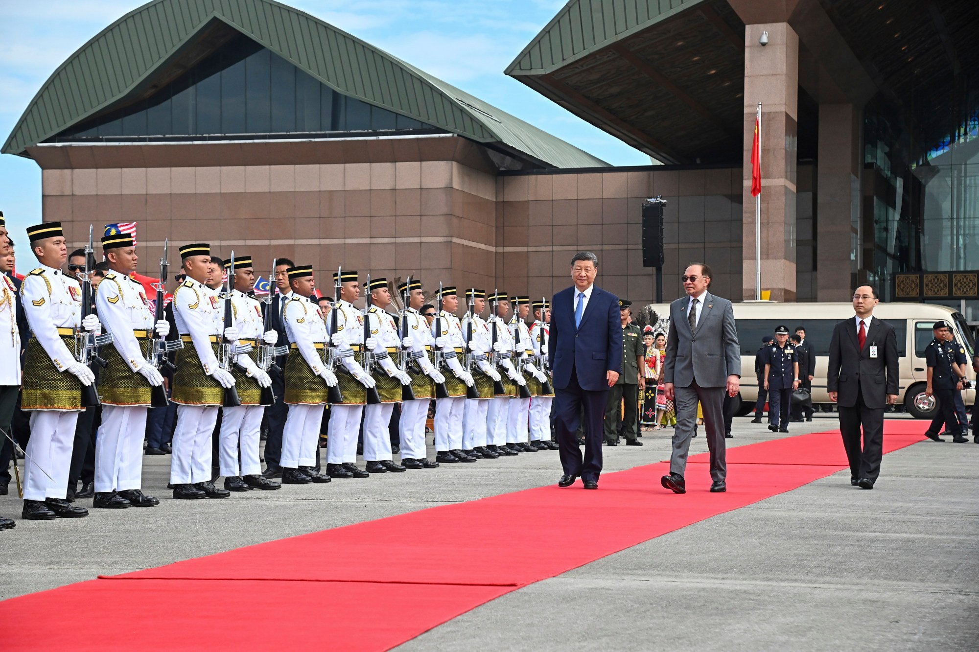 Malaysian Prime Minister Anwar Ibrahim walks with Chinese President Xi Jinping upon his departure from Malaysia at Kuala Lumpur International Airport on April 17. Photo: Malaysia’s Department of Information via AP Malaysian Prime Minister Anwar Ibrahim walks with Chinese President Xi Jinping upon his departure from Malaysia at Kuala Lumpur International Airport on April 17. Photo: Malaysia’s Department of Information via AP