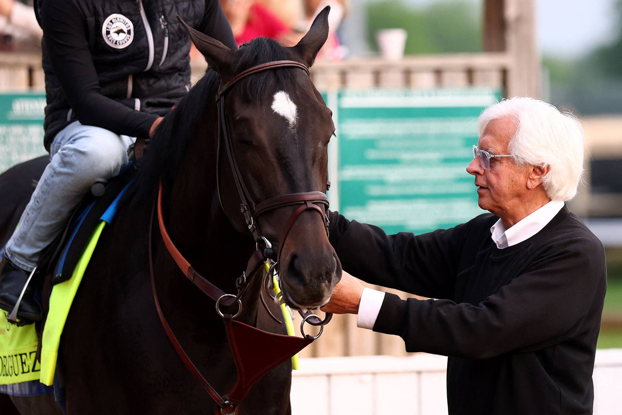 Trainer Bob Baffert with Rodriguez, who has been scratched from the Triple Crown race. Photo: AFP Trainer Bob Baffert with Rodriguez, who has been scratched from the Triple Crown race. Photo: AFP