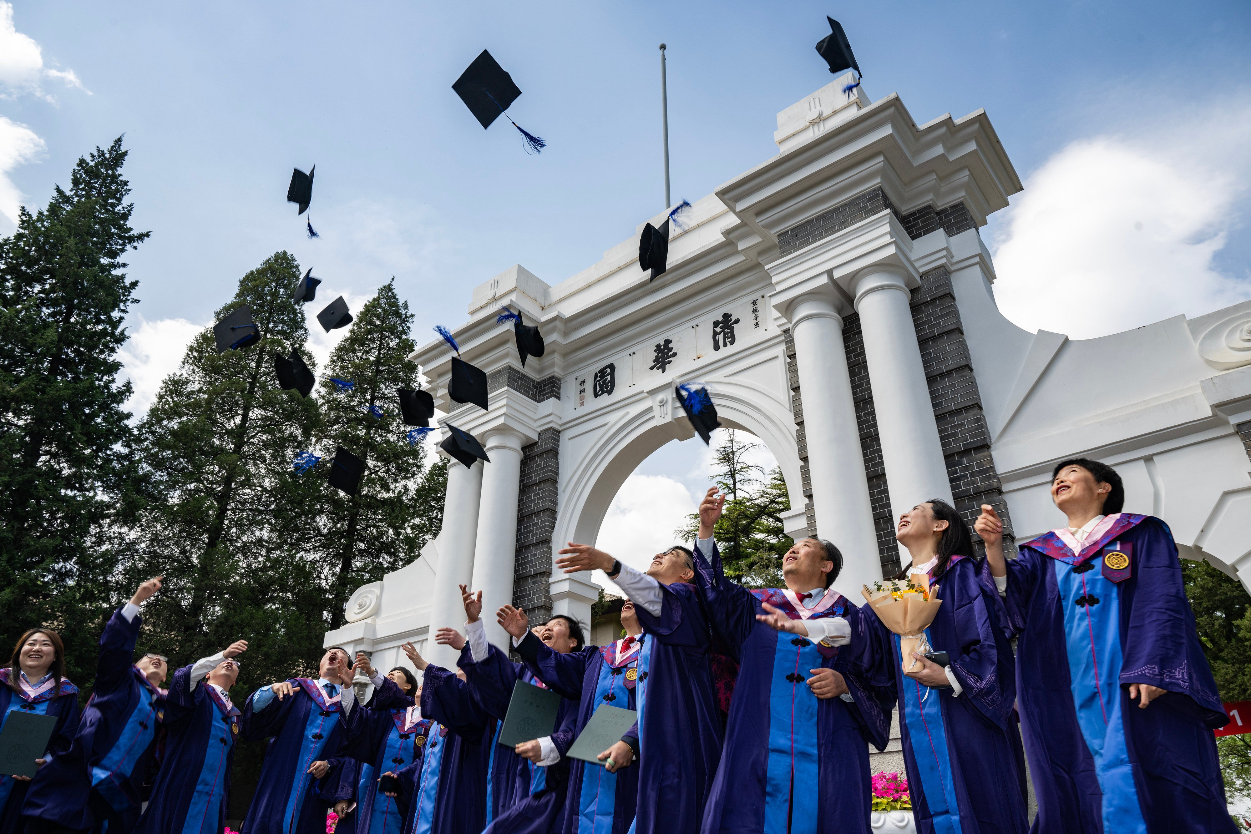 Graduates attend the Tsinghua University degree commencement ceremony on April 29, 2023, in Beijing, China. Photo: China News Service/VCG/Getty Images