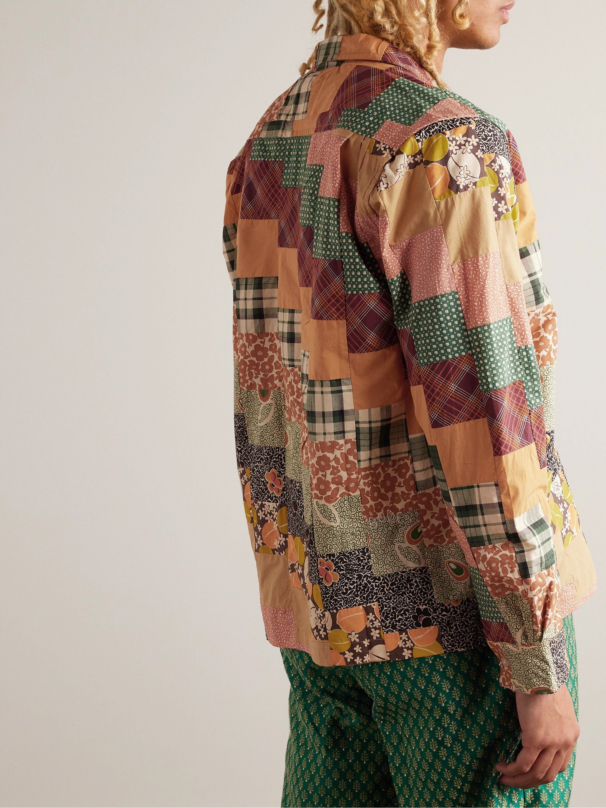 BODE diagonal square convertible-collar patchwork cotton-poplin shirt, courtesy of Mr Porter. Photo: Handout