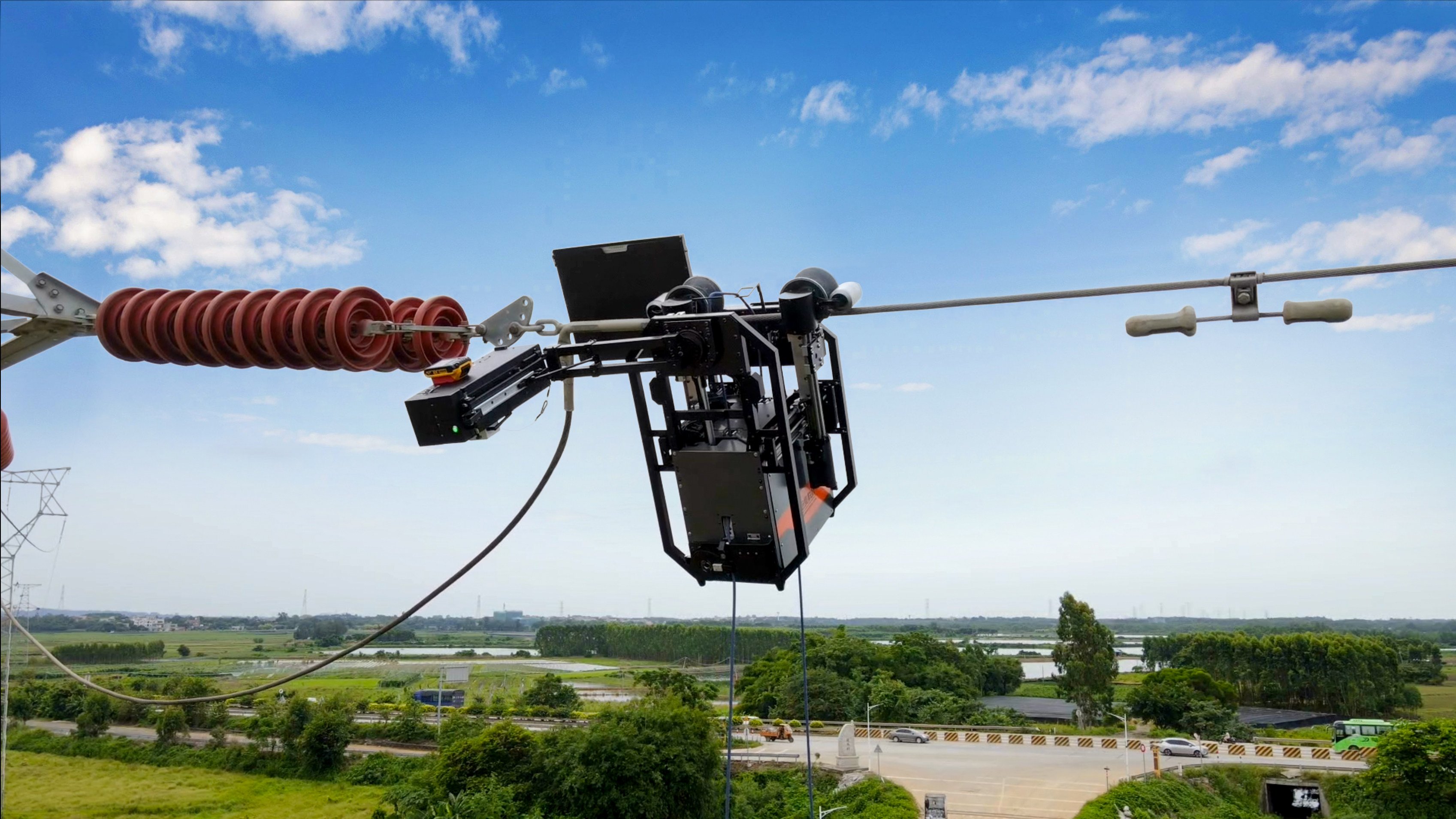 Crownpower’s X-ray detection robot moves along a power cable at a speed of 6 metres per minute, as it checks for any potential damage. Photo: Handout