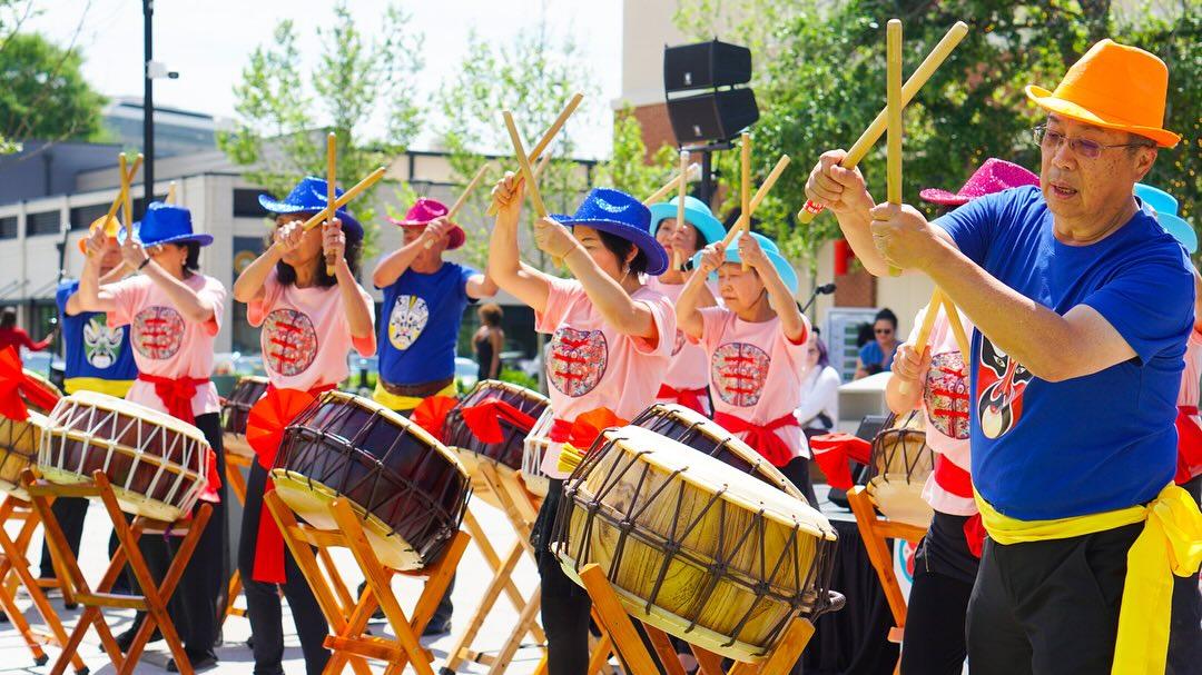 Drummers during 2025 Asian-American, Native Hawaiian and Pacific Islander Heritage Month, in Atlanta. Photo: Instagram/sabaideeatlanta