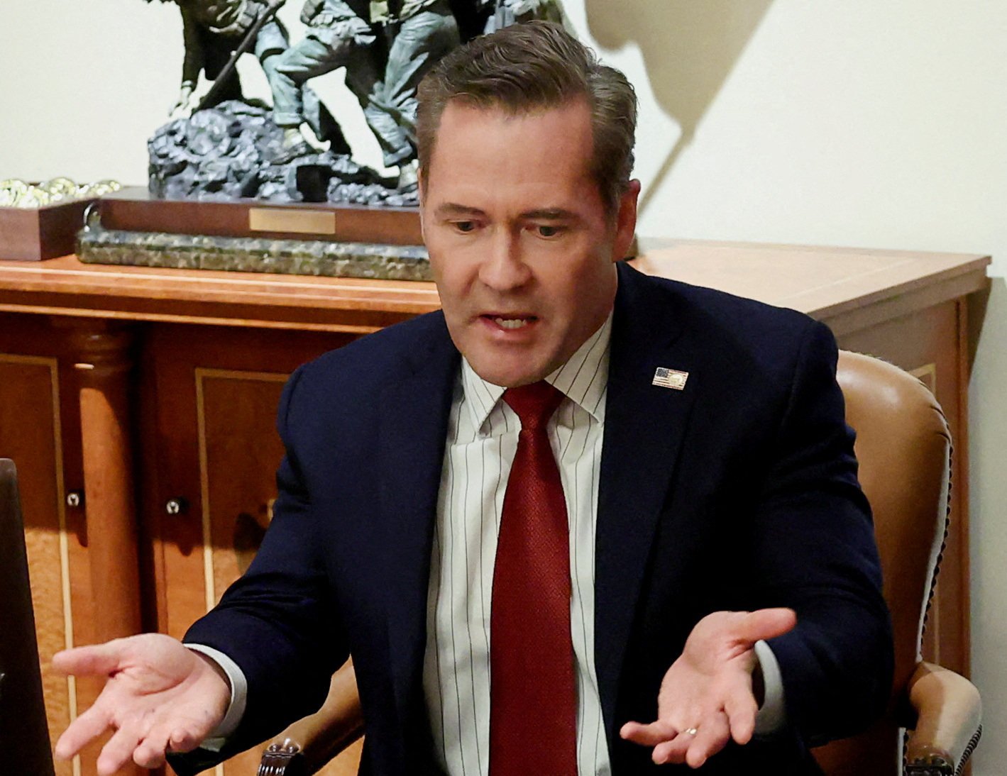 US National Security Adviser Mike Waltz speaks during a meeting with US President Donald Trump and US ambassadors in the Cabinet Room of the White House in Washington on March 25. Photo: AFP