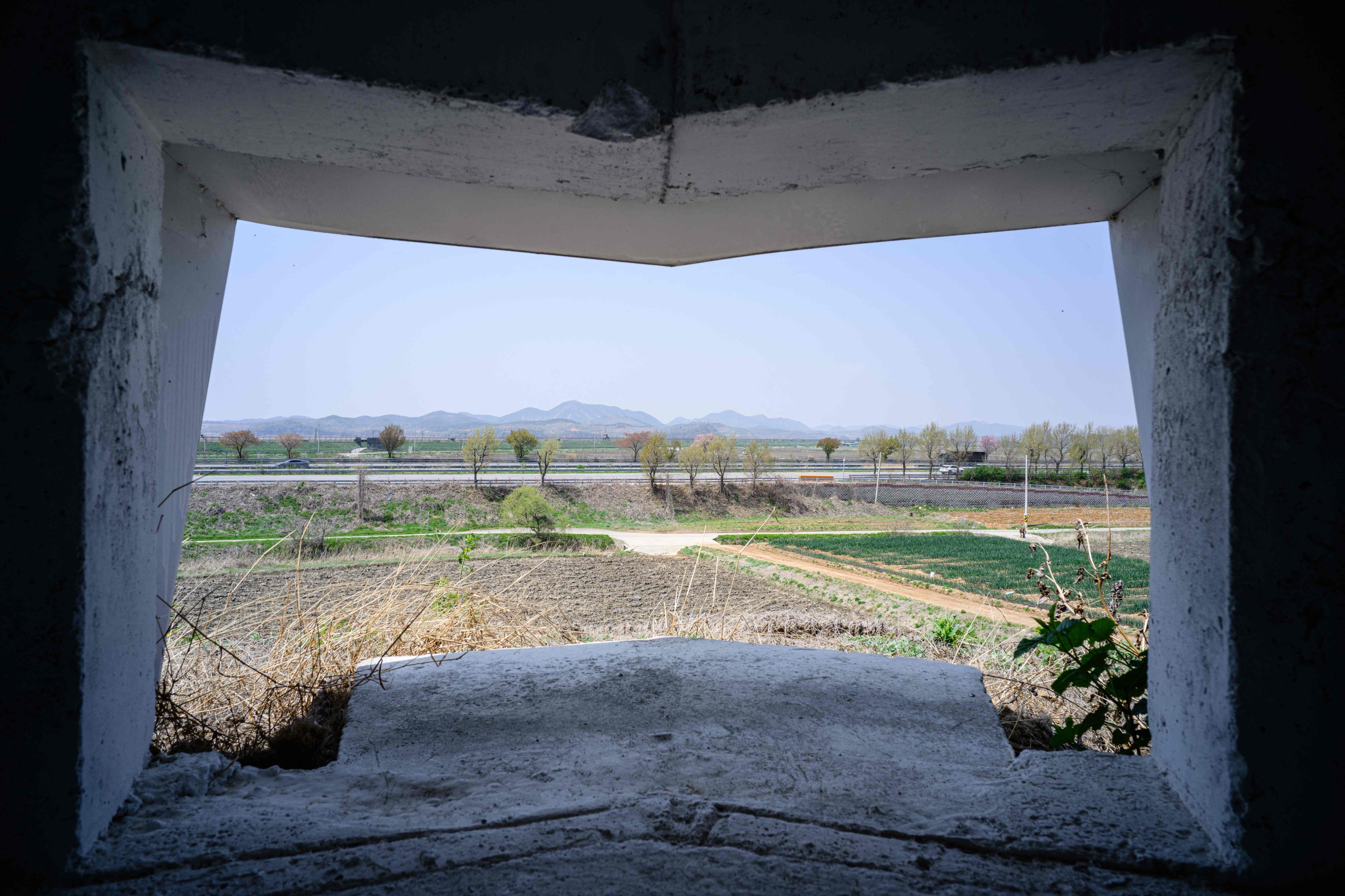 North Korea seen from inside the bunker at Daonsoop cafe. Photo: AFP