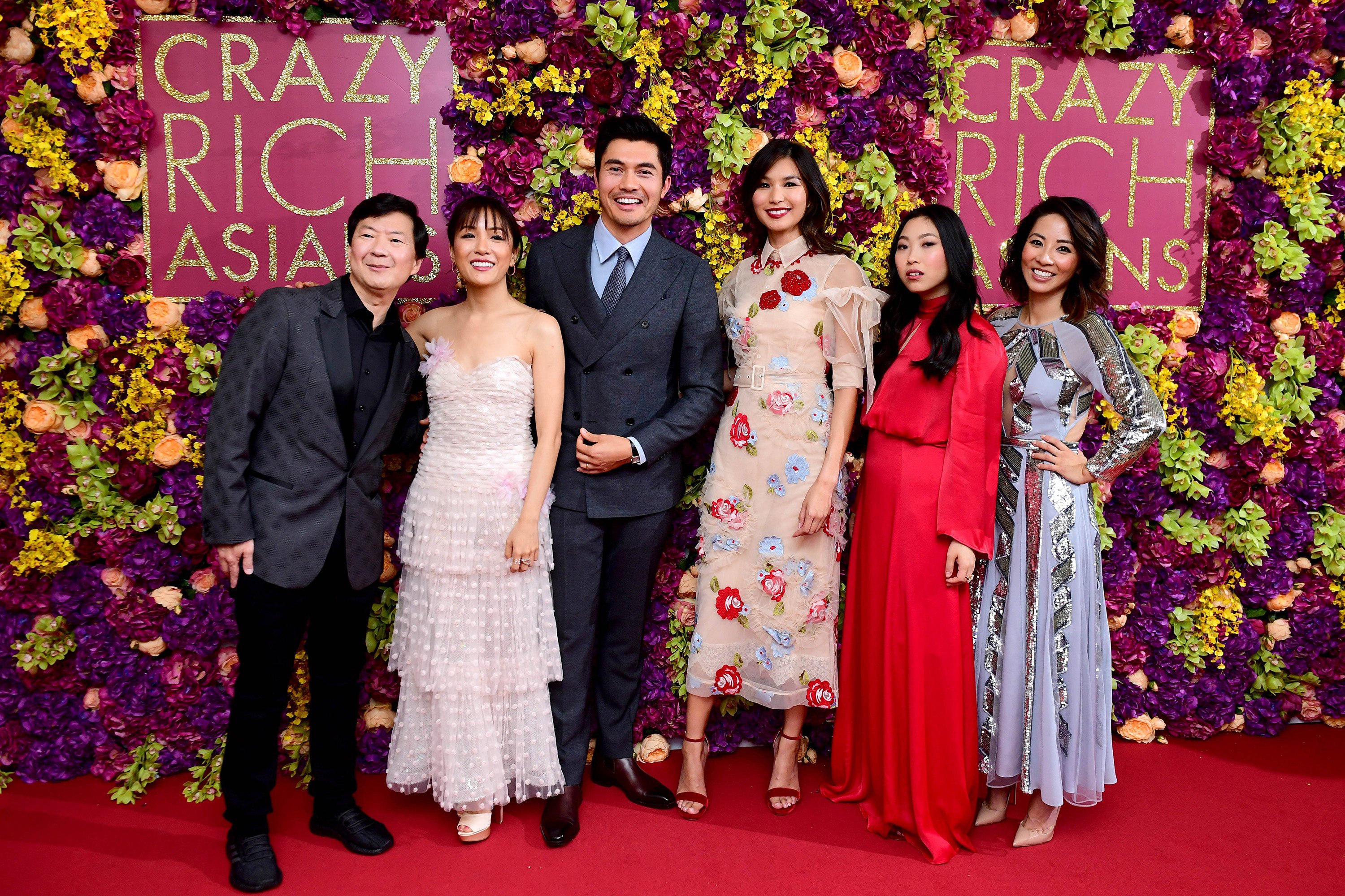 (From left) Ken Jeong, Constance Wu, Henry Golding, Gemma Chan, Awkwafina and Jing Lusi attend the Crazy Rich Asians premiere in London in 2018. Golding recently met Chan and Awkwafina to talk about a small-screen adaptation. Photo: Ian West/PA Wire/Abaca Press/TNS