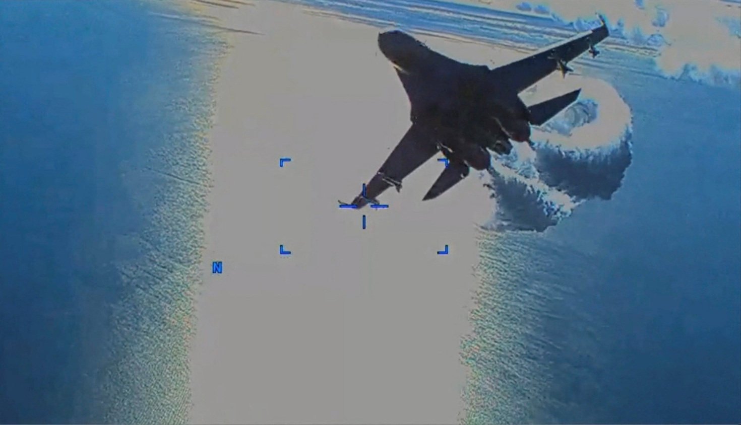 A Russian Su-27 aircraft dumps fuel over the Black Sea in 2023. Ukraine said on Saturday that it has shot down such an aircraft using a maritime drone. Photo: Handout via Reuters