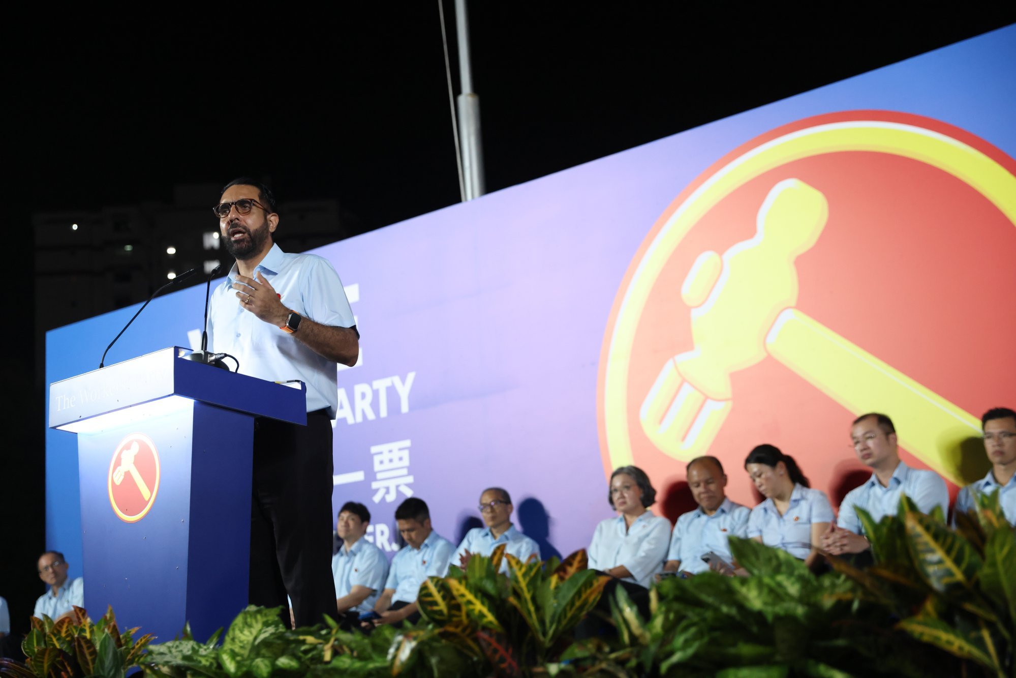 Workers’ Party leader Pritam Singh addresses an election campaign rally in Singapore on Thursday. Photo: EPA-EFE Workers’ Party leader Pritam Singh addresses an election campaign rally in Singapore on Thursday. Photo: EPA-EFE