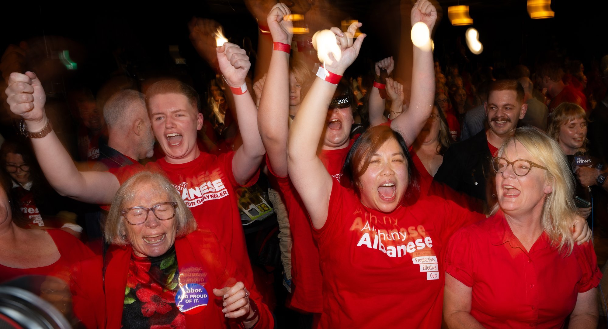 Labor supporters react as election results flow in at a Labor Election Night function on May 3. Photo: EPA-EFE Labor supporters react as election results flow in at a Labor Election Night function on May 3. Photo: EPA-EFE