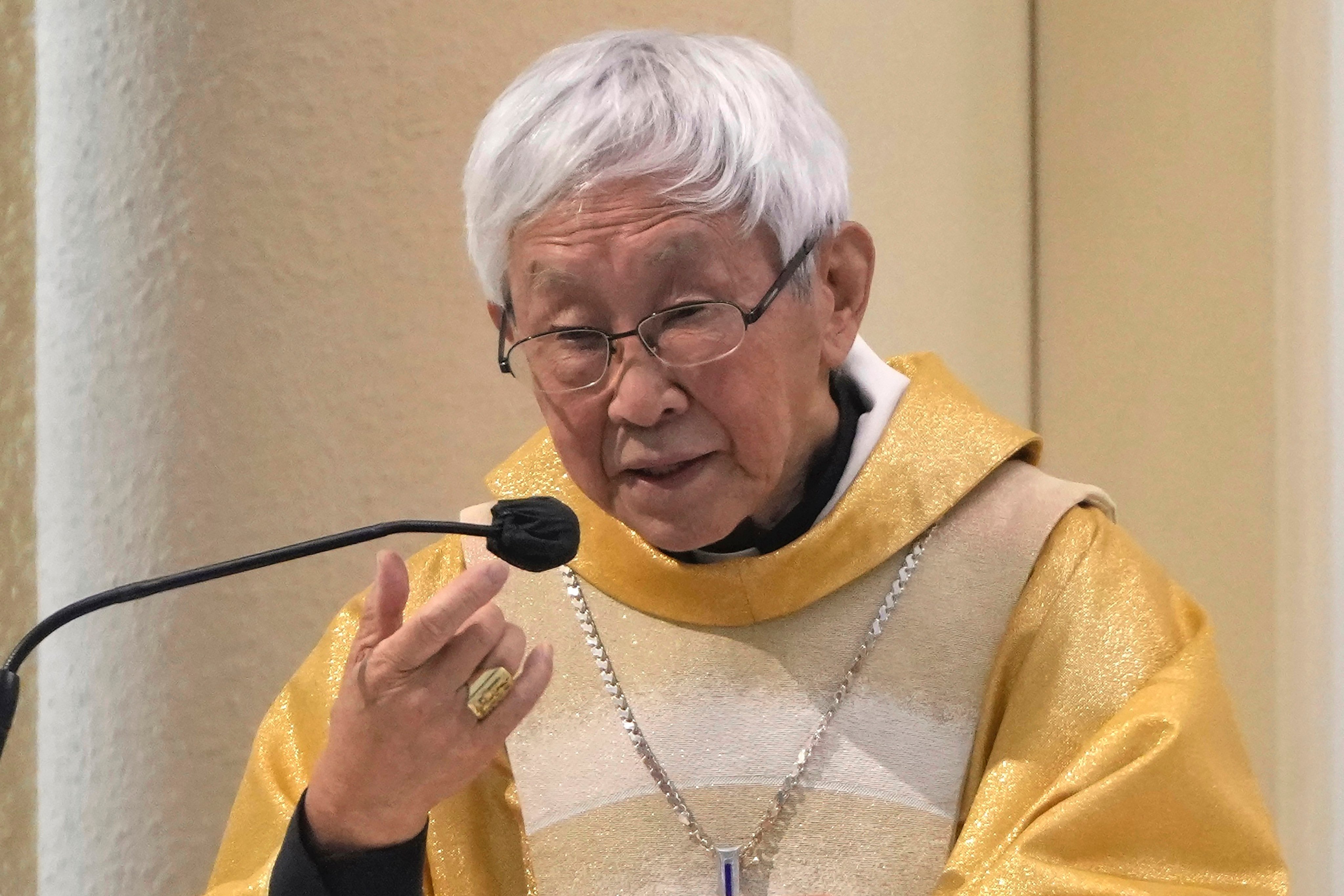 Retired Catholic Cardinal Joseph Zen attends a mass at the Holy Cross Church in Hong Kong on May 24, 2022. Photo: AP