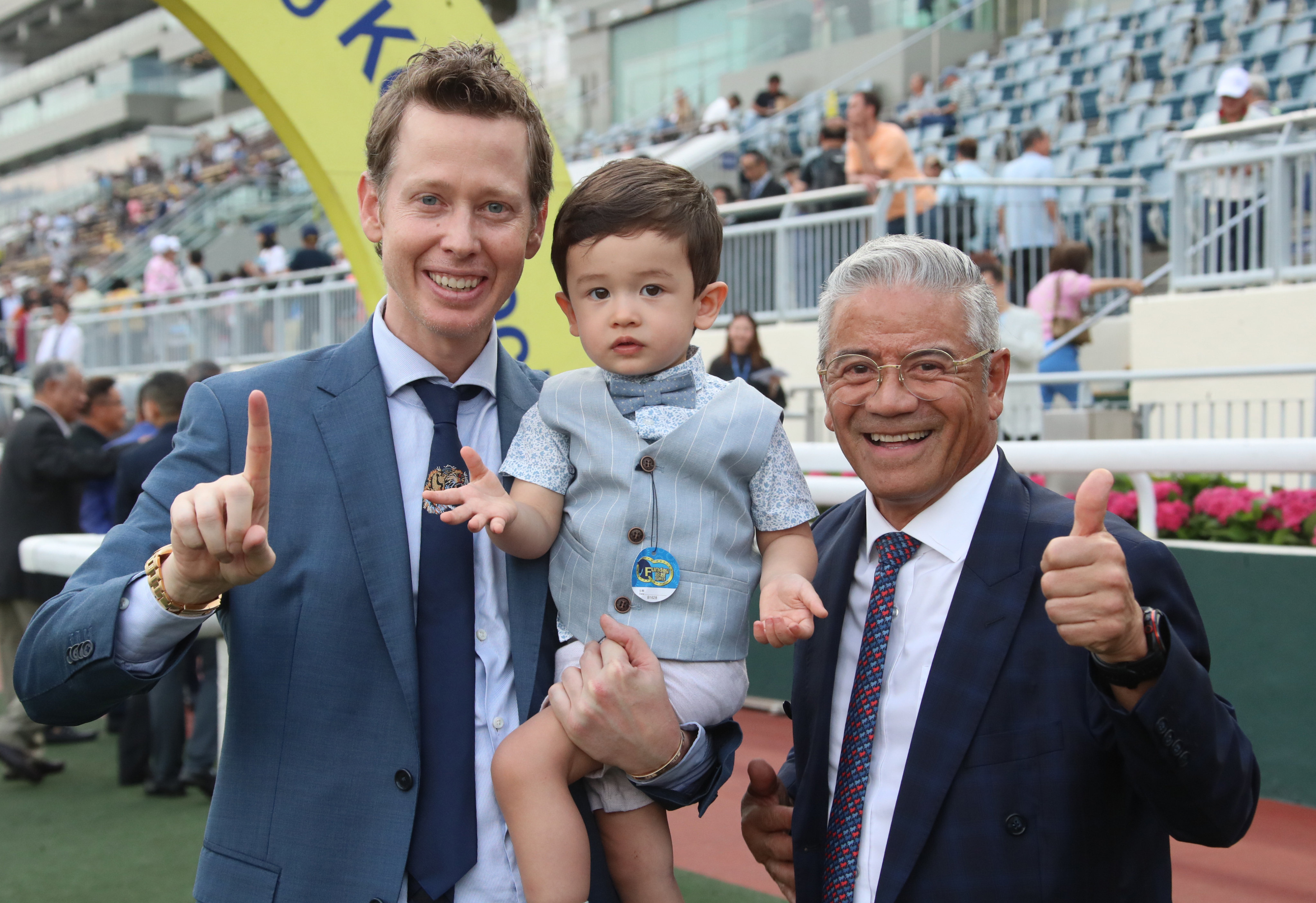 Tony Cruz (right) celebrates his Sha Tin double with George Moore (left). Photos: Kenneth Chan