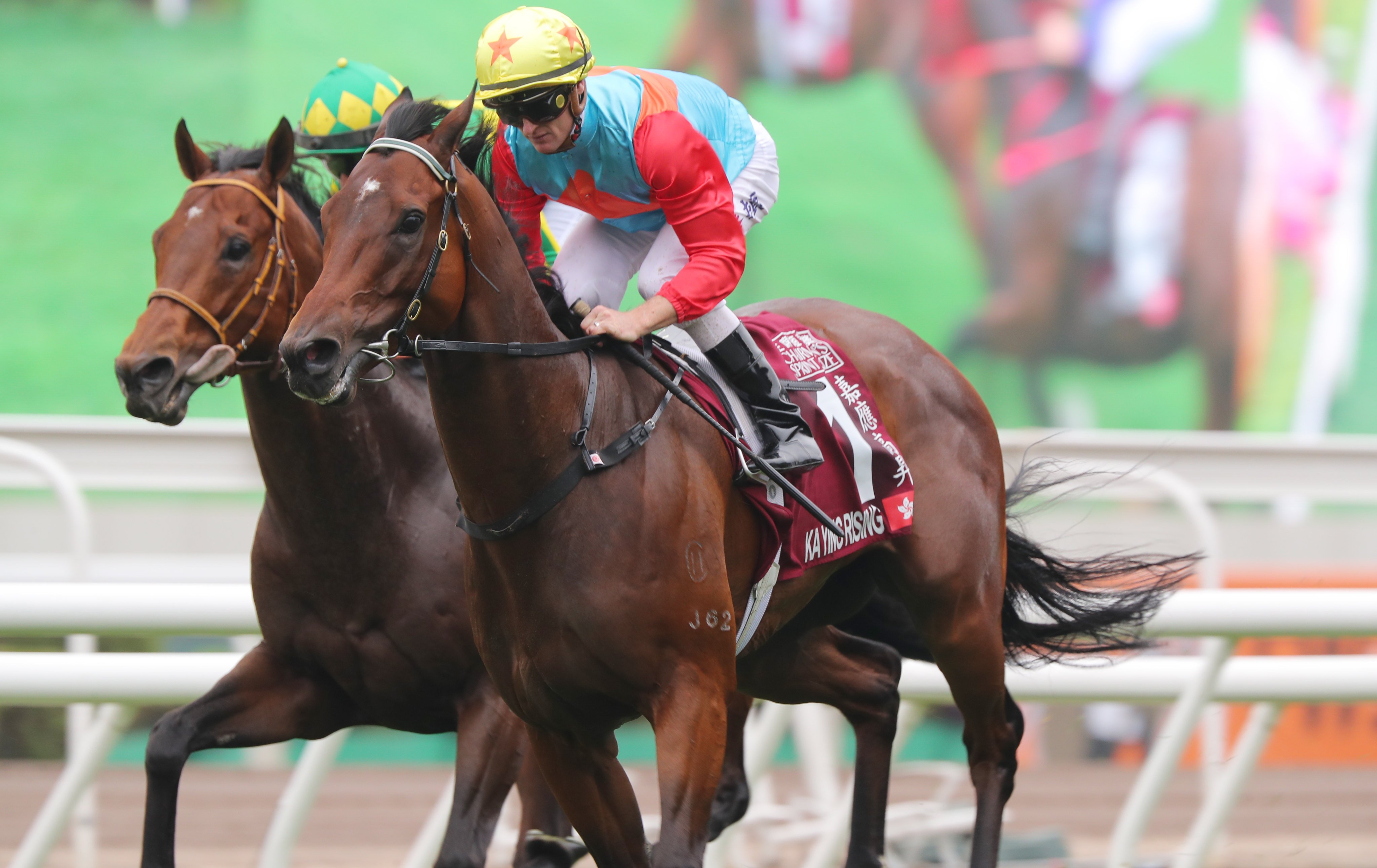 Ka Ying Rising wins the Chairman’s Sprint Prize under Zac Purton. Photos: Kenneth Chan