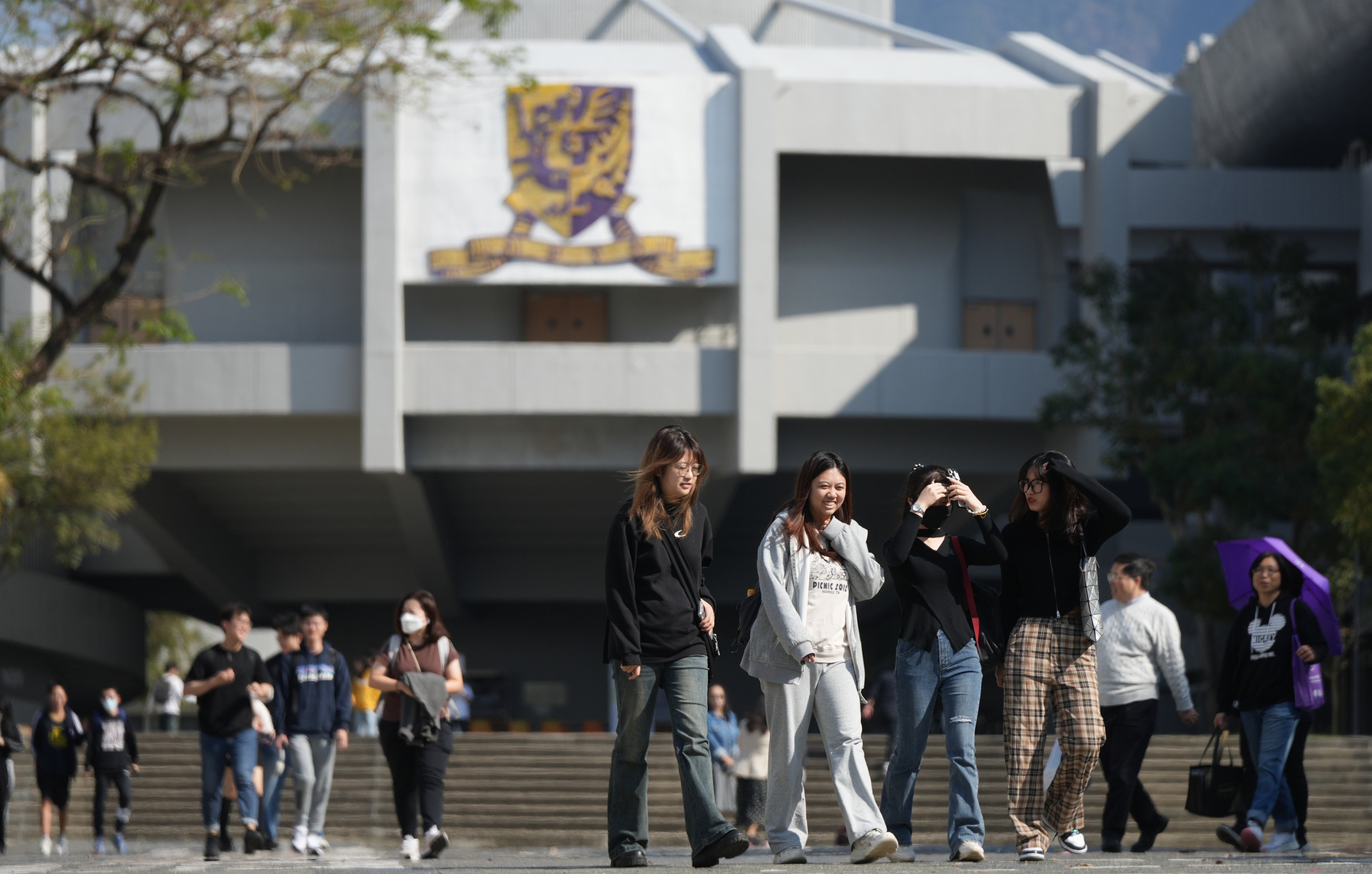 Students on the Chinese University campus on January 10, 2024. Photo: Eugene Lee