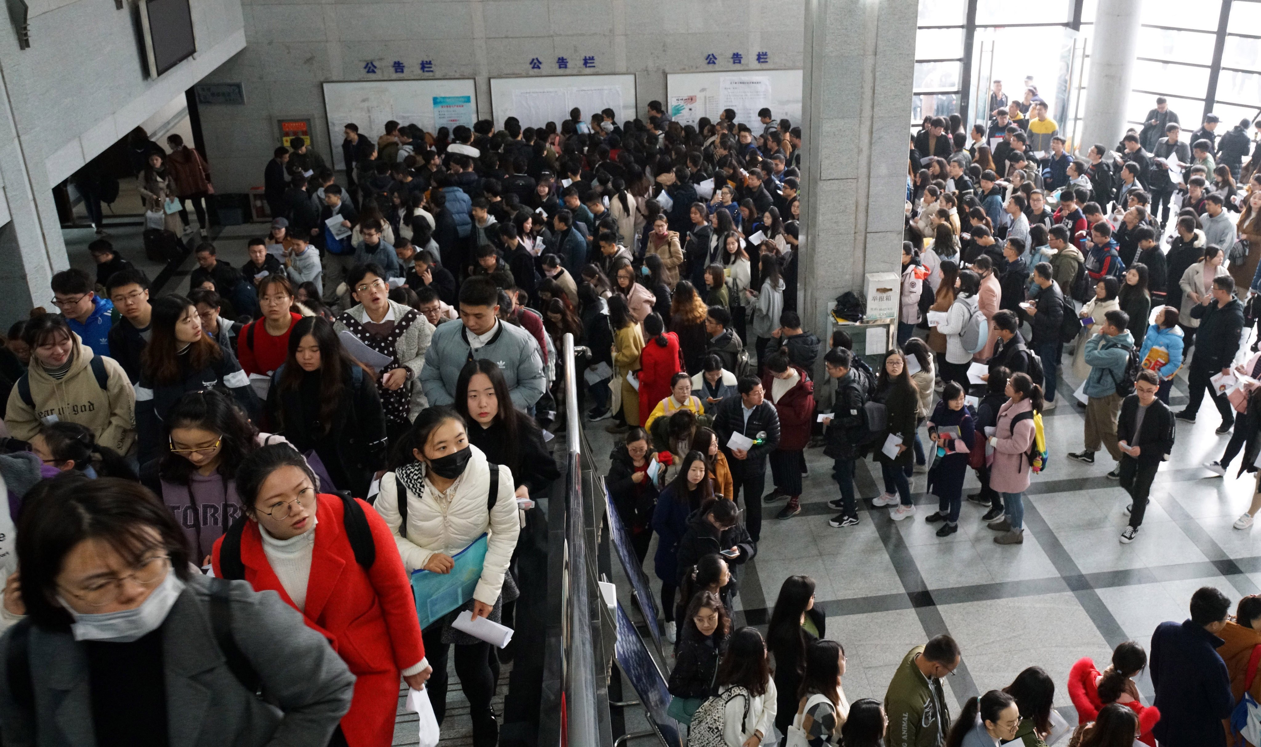 More Chinese are vying for secure and stable “iron rice bowl” jobs, with over 3.2 million people signing up for the public service exam last year. Photo: Xinhua
