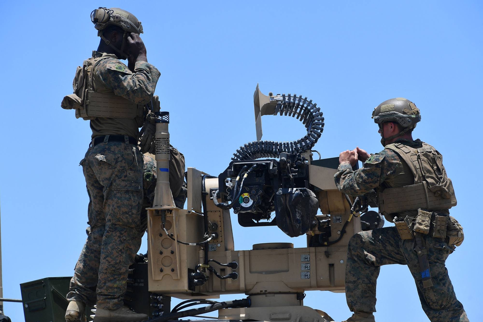 US marines prepare a counter-drone system during the US-Philippines Balikatan military exercises on April 27. Photo: AFP US marines prepare a counter-drone system during the US-Philippines Balikatan military exercises on April 27. Photo: AFP