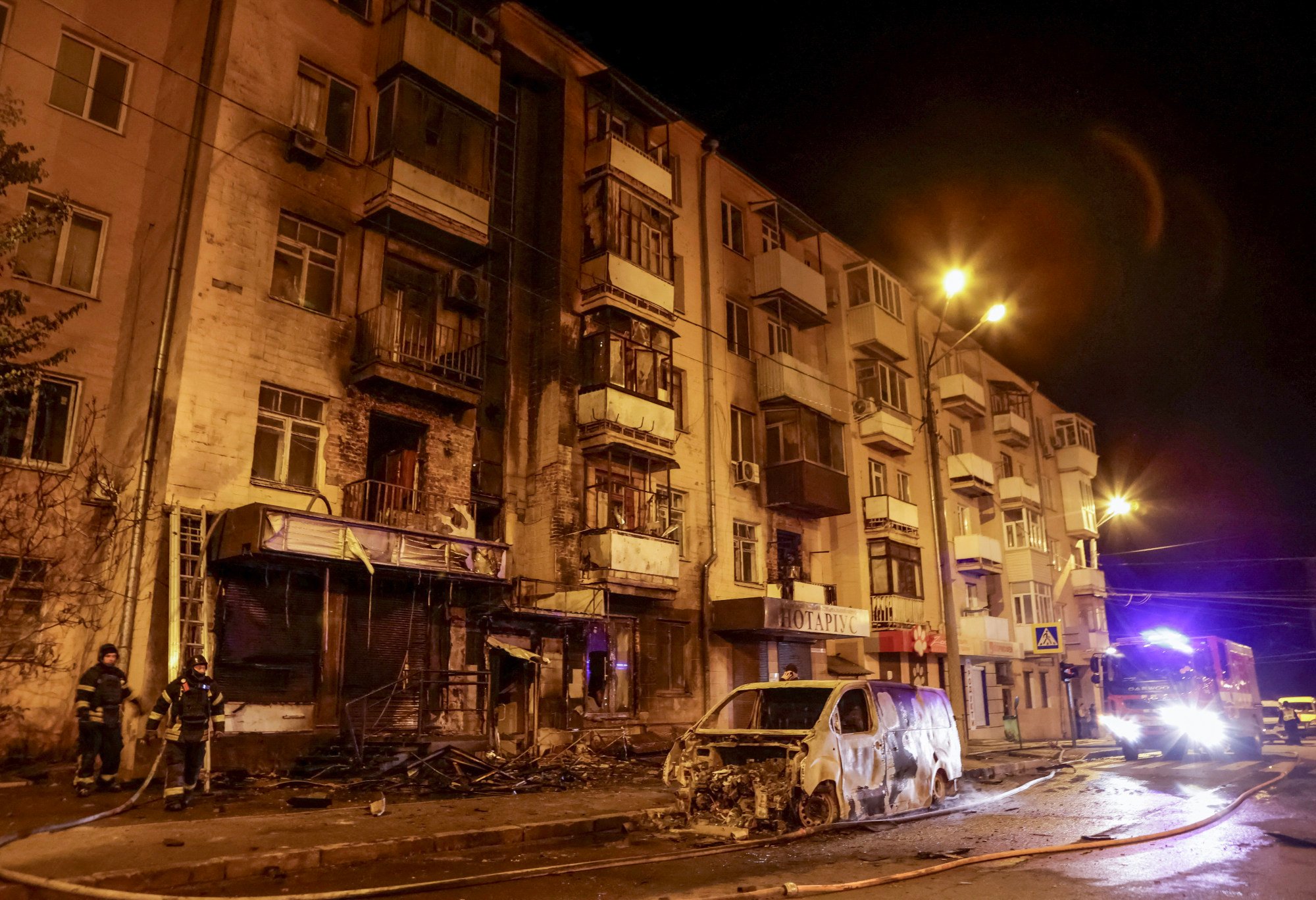 The site of a Russian drone strike in Kharkiv, amid Russia’s attack on Ukraine, on Friday. Photo: Reuters The site of a Russian drone strike in Kharkiv, amid Russia’s attack on Ukraine, on Friday. Photo: Reuters
