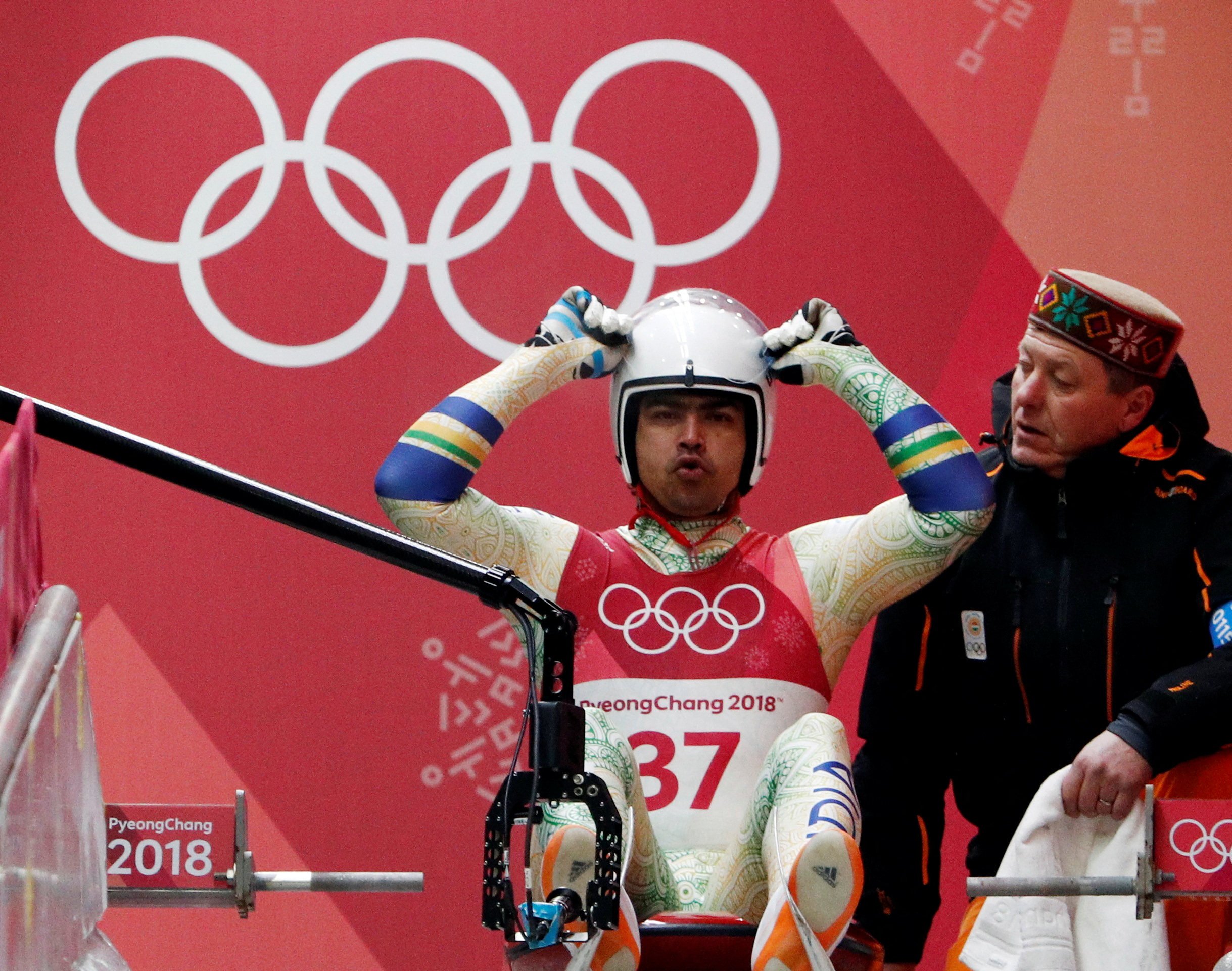 India’s Shiva Keshavan competing in the luge at the Pyeongchang 2018 Winter Olympics. Photo: Reuters