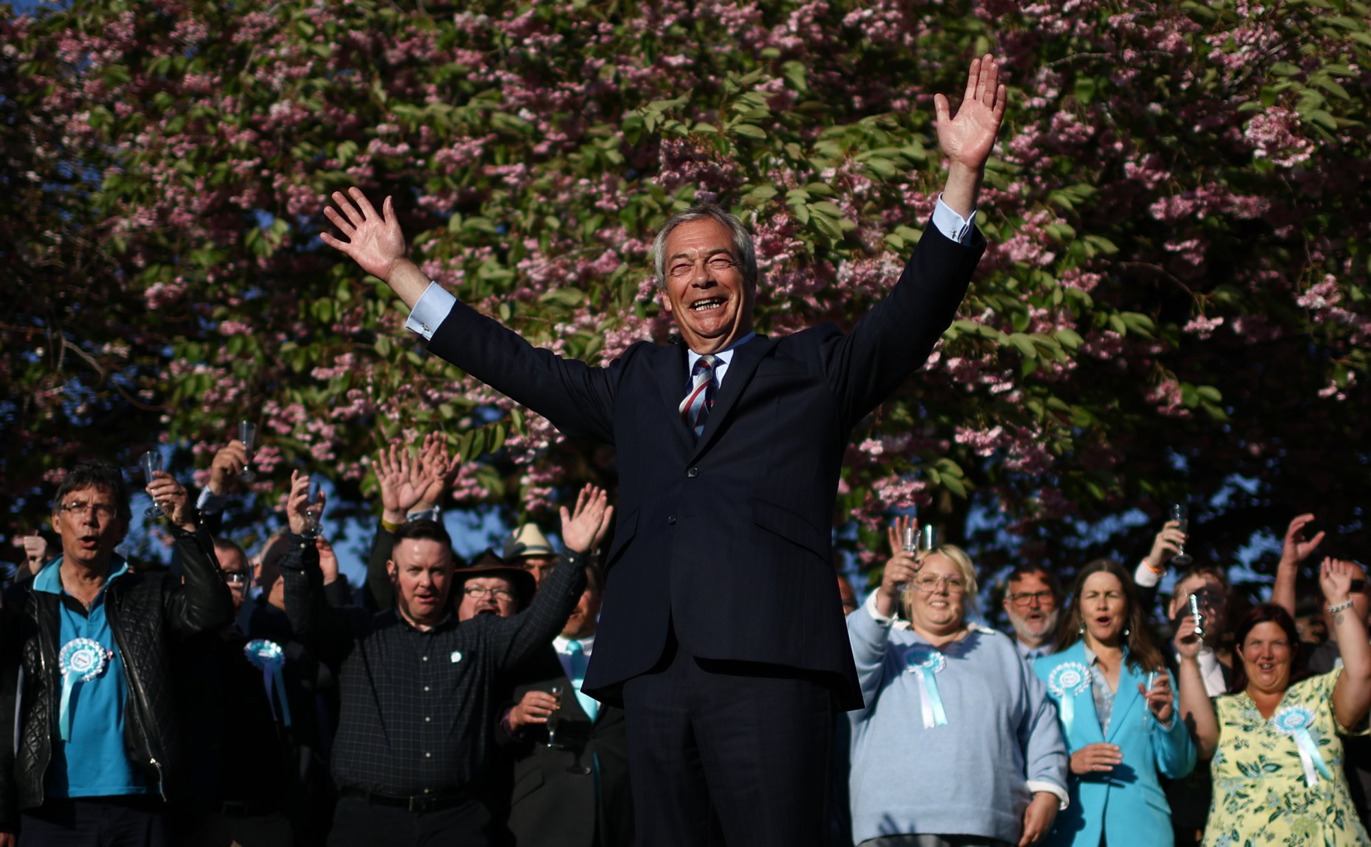 Reform UK leader Nigel Farage basks in his party’s victory at a post-election event at Staffordshire County Showground in Stafford, Britain, on May 2. Photo: EPA-EFE Reform UK leader Nigel Farage basks in his party’s victory at a post-election event at Staffordshire County Showground in Stafford, Britain, on May 2. Photo: EPA-EFE