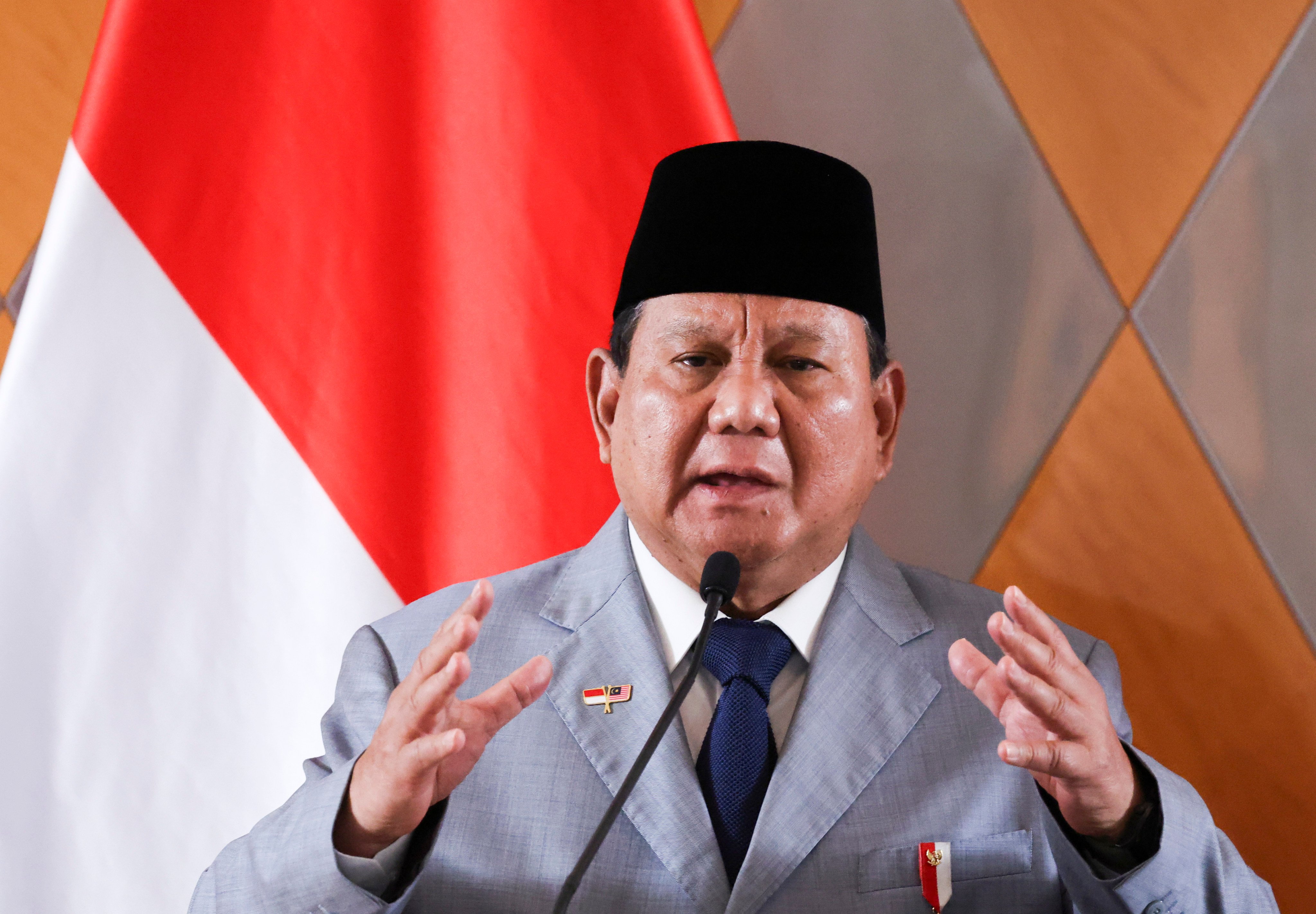 Indonesian President Prabowo Subianto speaks during a press conference in Kuala Lumpur in January. Photo: AP