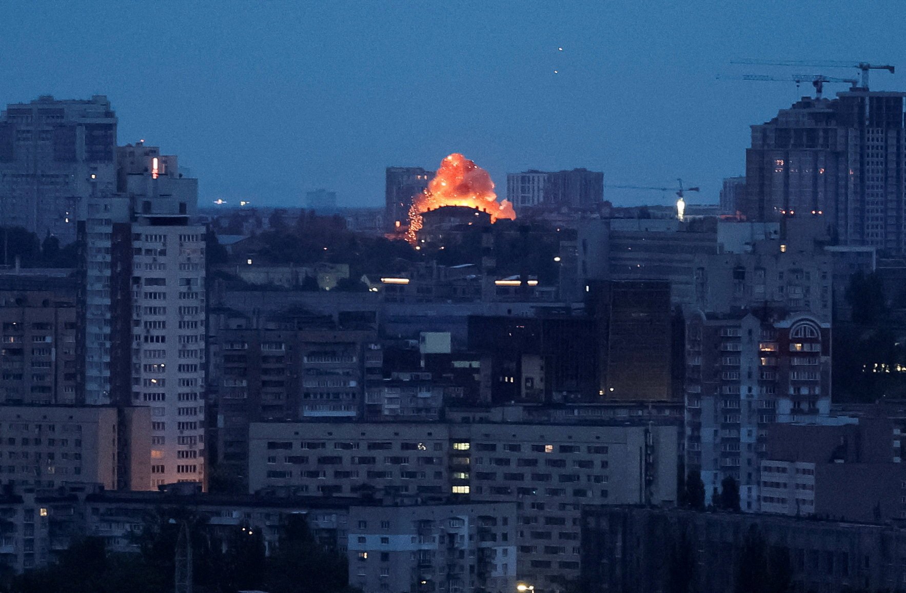 An explosion in Kyiv, Ukraine early Wednesday. Photo: Reuters