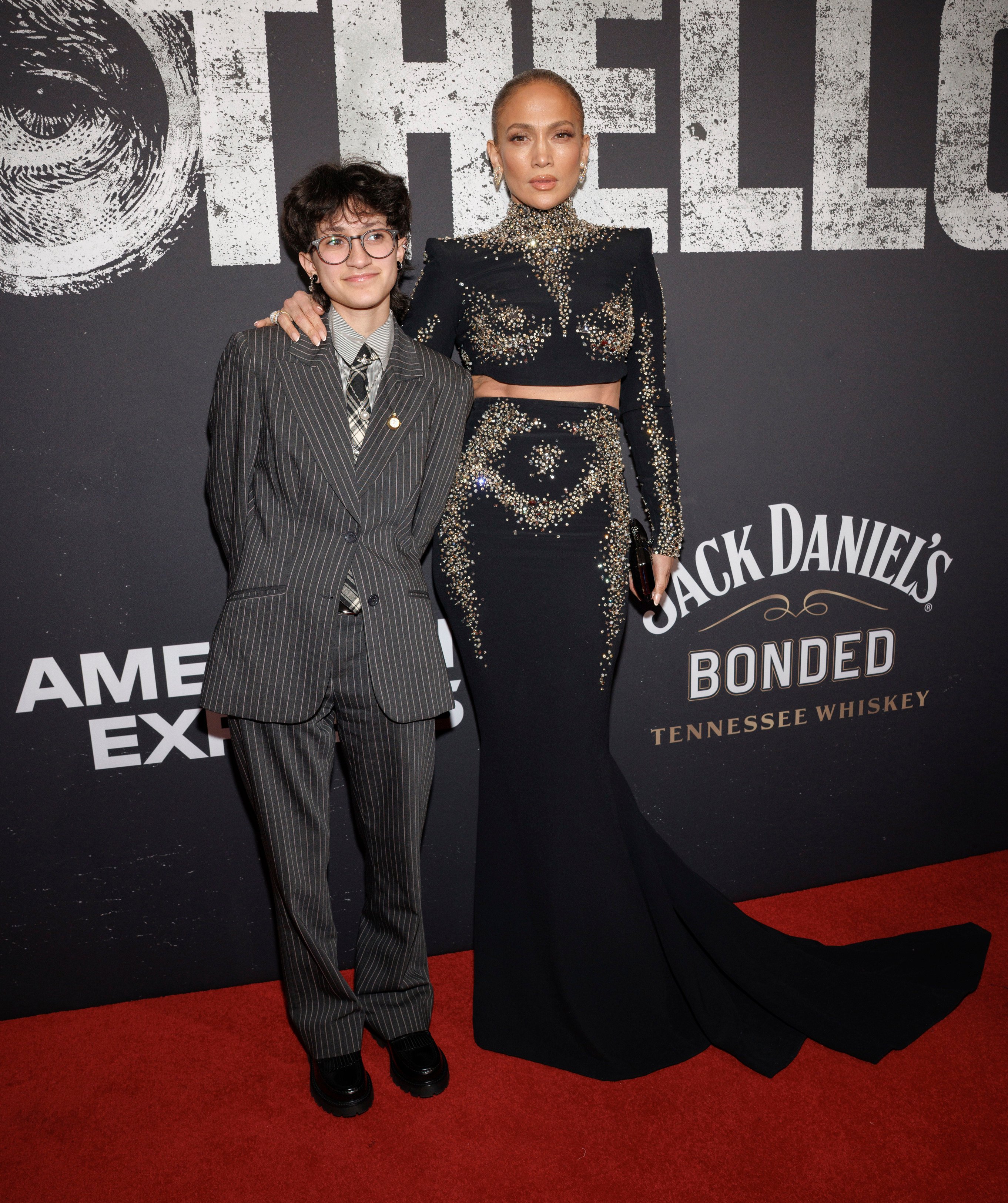 Emme Muñiz (left) and Jennifer Lopez attend a Broadway premiere in New York in March. Photo: AP Photo