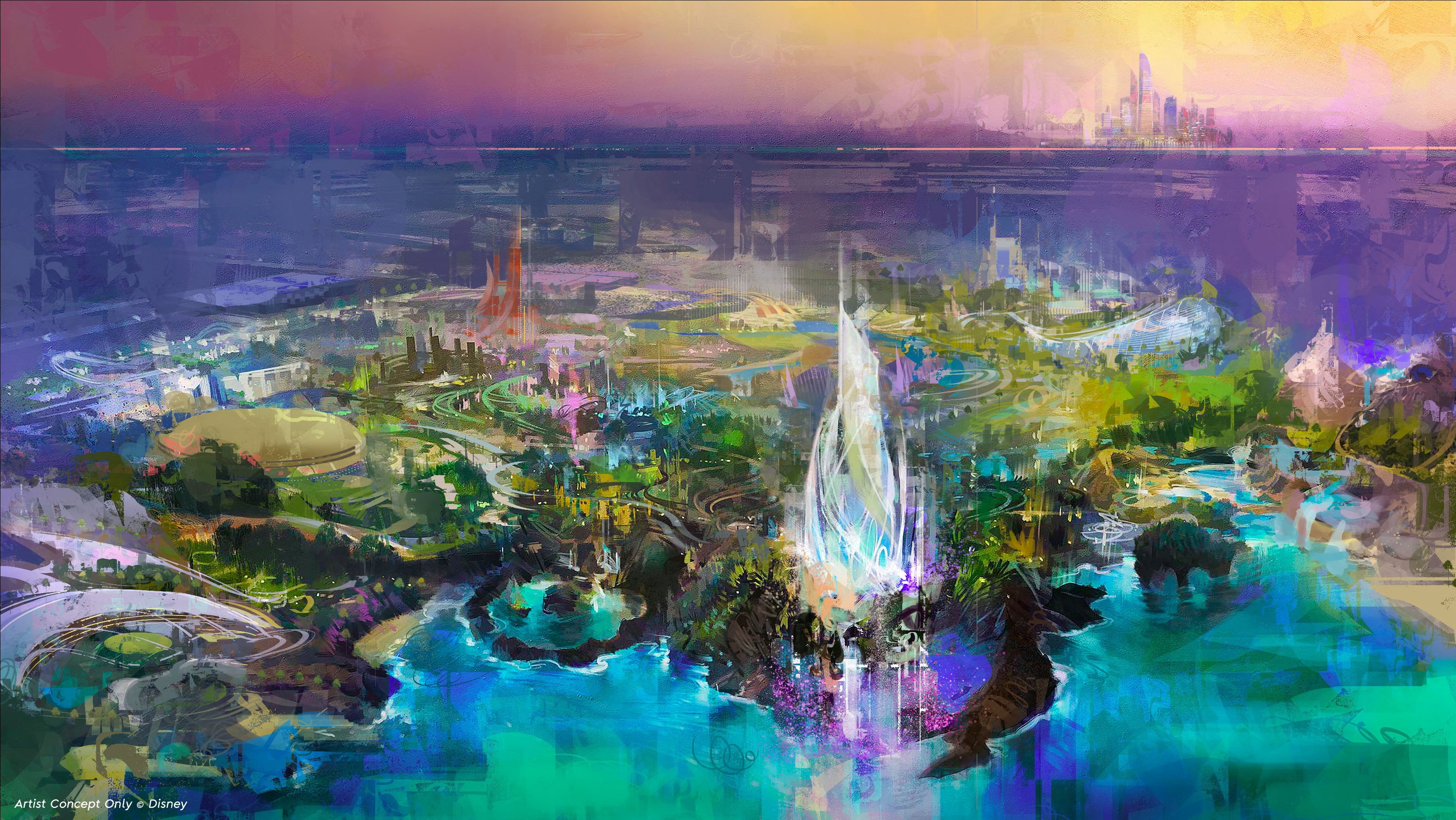 An artist’s rendering shows a Disney theme park resort which the Walt Disney Company and developer Miral plan to construct in Abu Dhabi. Photo: Reuters