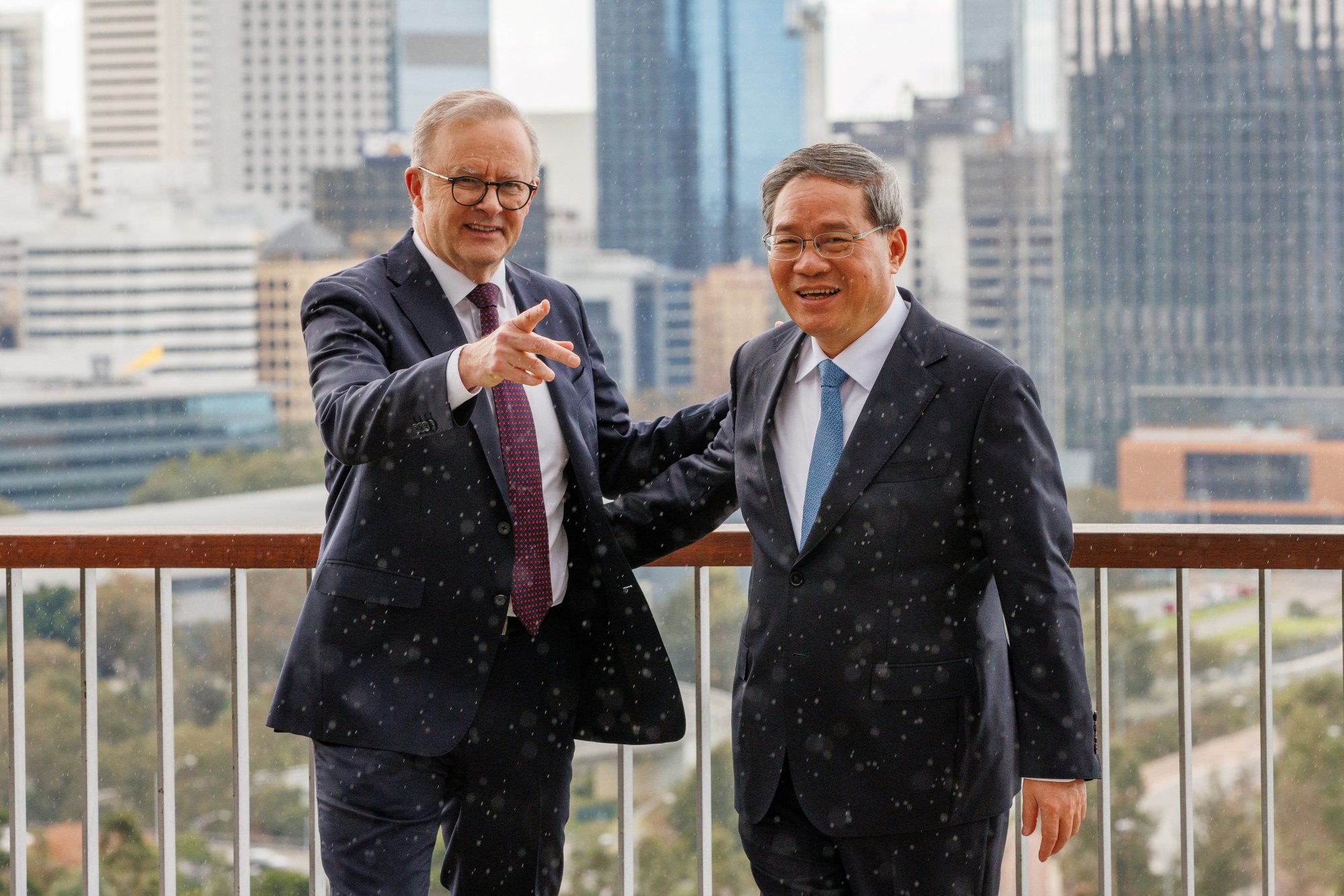 Australian Prime Minister Anthony Albanese and Chinese Premier Li Qiang at the Kaarta Gar-up Lookout in Kings Park before an Australia-China CEO Roundtable in Perth in June 2024. Photo: Pool via Reuters Australian Prime Minister Anthony Albanese and Chinese Premier Li Qiang at the Kaarta Gar-up Lookout in Kings Park before an Australia-China CEO Roundtable in Perth in June 2024. Photo: Pool via Reuters