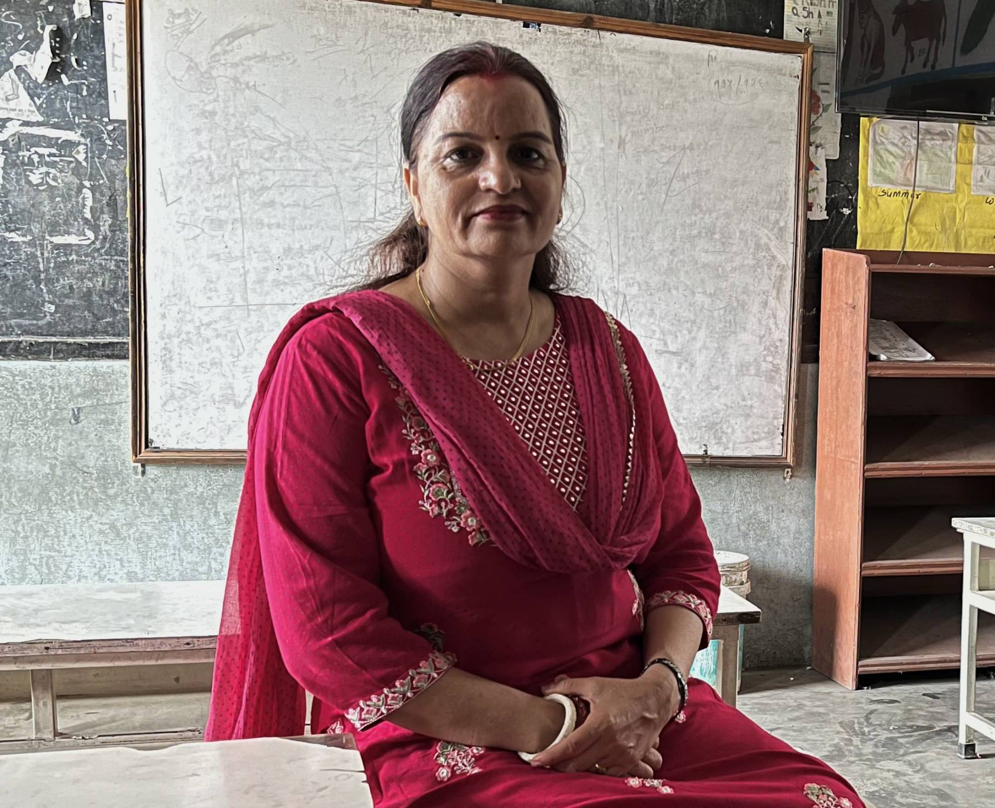 Moti Kumari Kandel, a teacher and an advocate for biodegradable pads, at her school in Chitwan. Photo: Bibek Bhandari Moti Kumari Kandel, a teacher and an advocate for biodegradable pads, at her school in Chitwan. Photo: Bibek Bhandari
