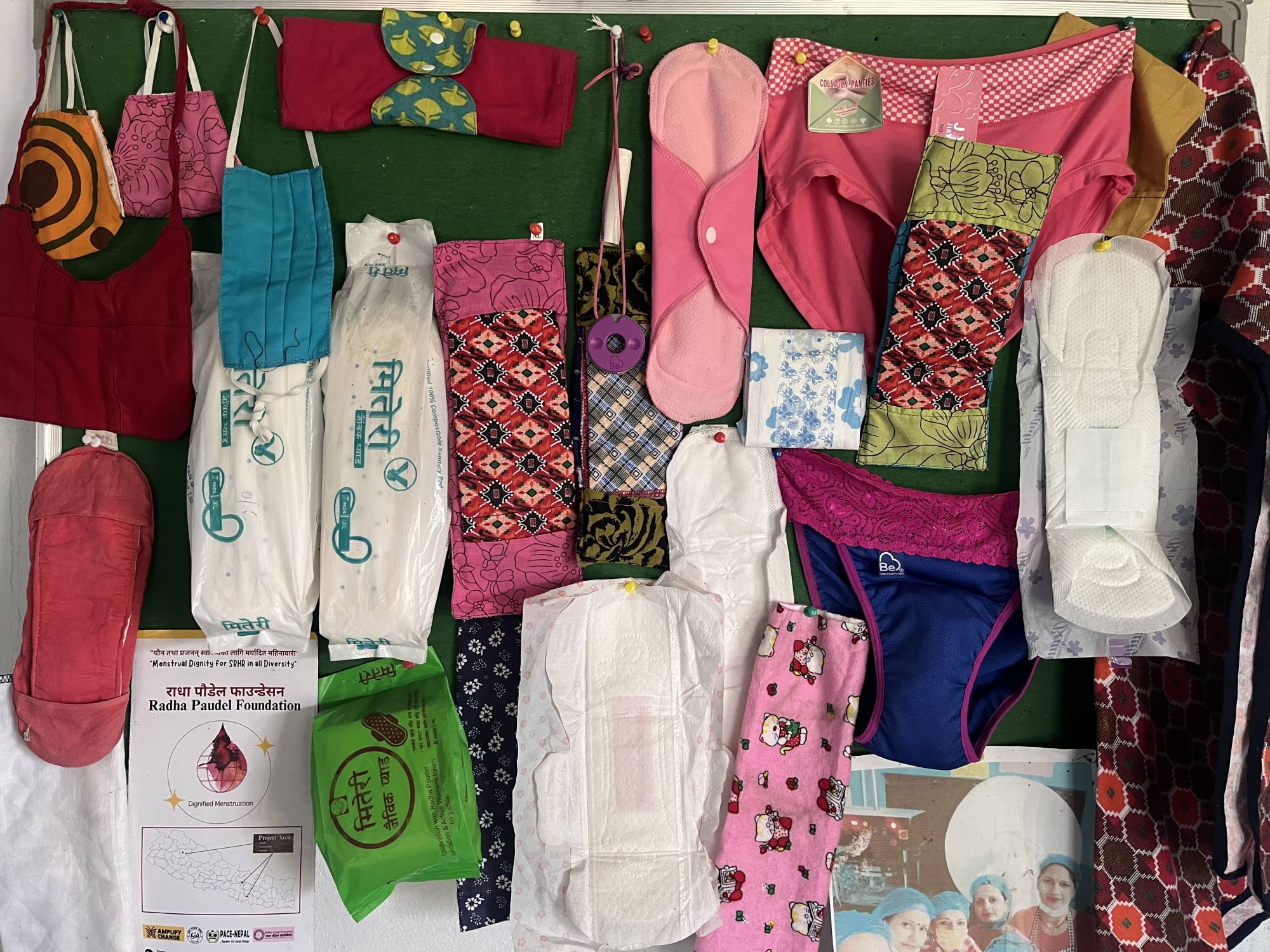 Menstrual products on display at the Miteri Jaibik Pad Udhyog factory in Chitwan. Photo: Bibek Bhandari Menstrual products on display at the Miteri Jaibik Pad Udhyog factory in Chitwan. Photo: Bibek Bhandari