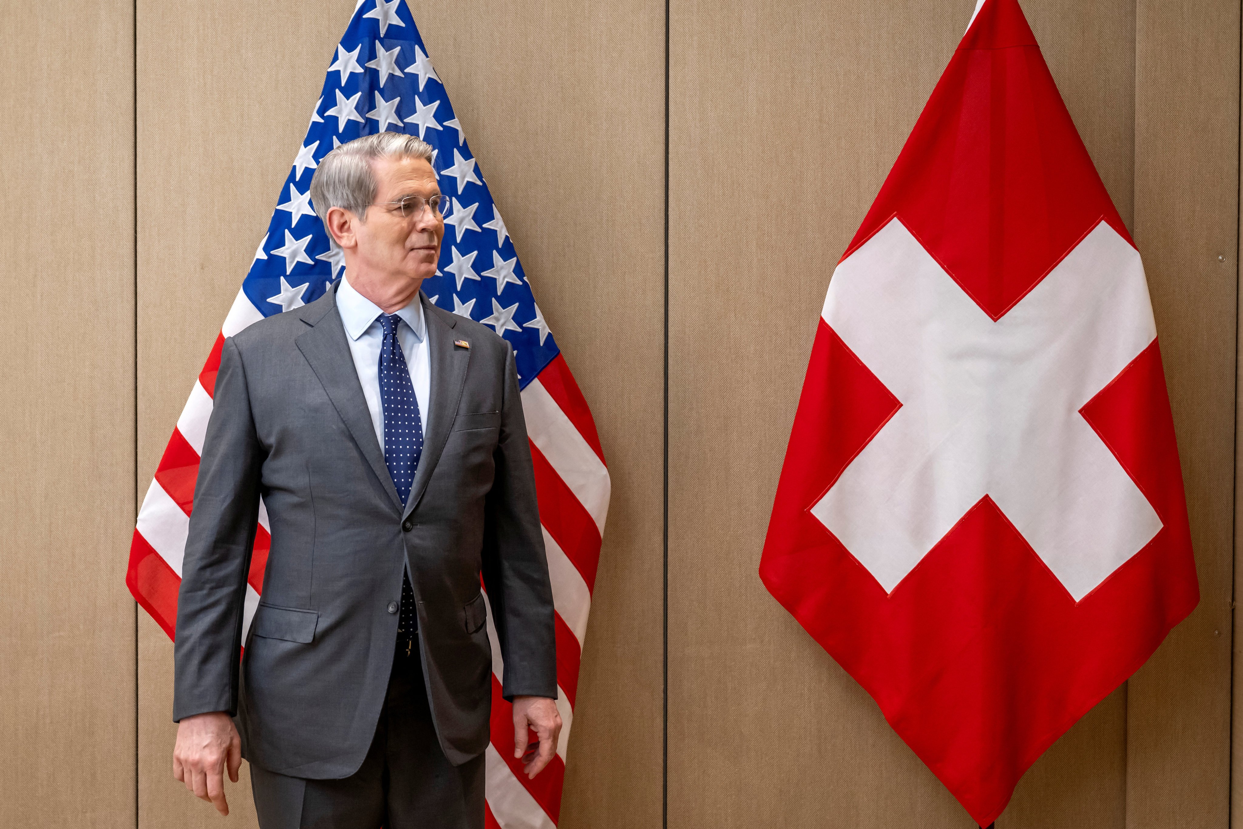 US Treasury Secretary Scott Bessent awaits a meeting between Switzerland and the United States in Geneva, Switzerland, on Friday. Photo: Handout via Reuters