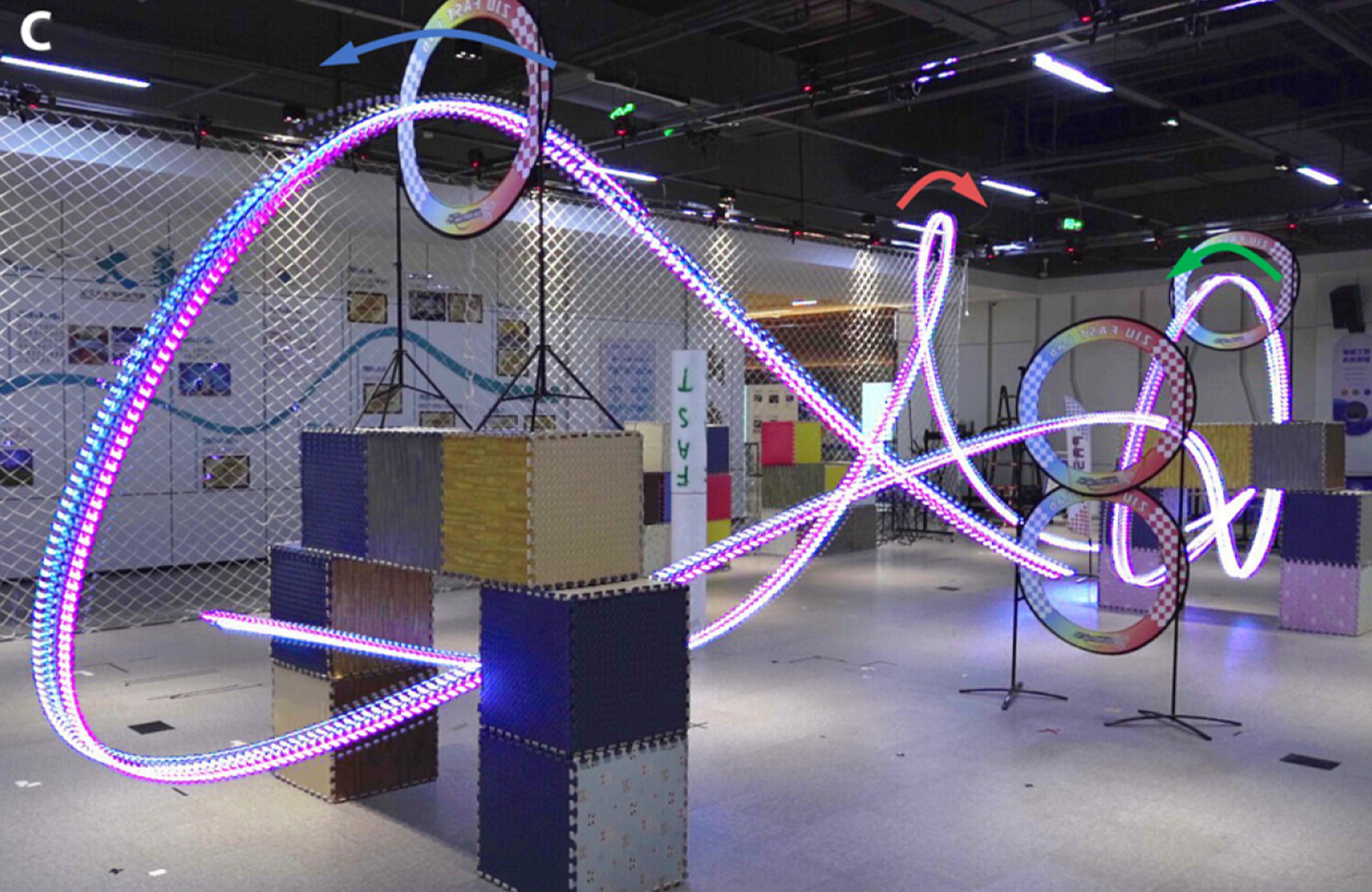 Drones perform aerobatics while avoiding obstacles. Photo: Handout