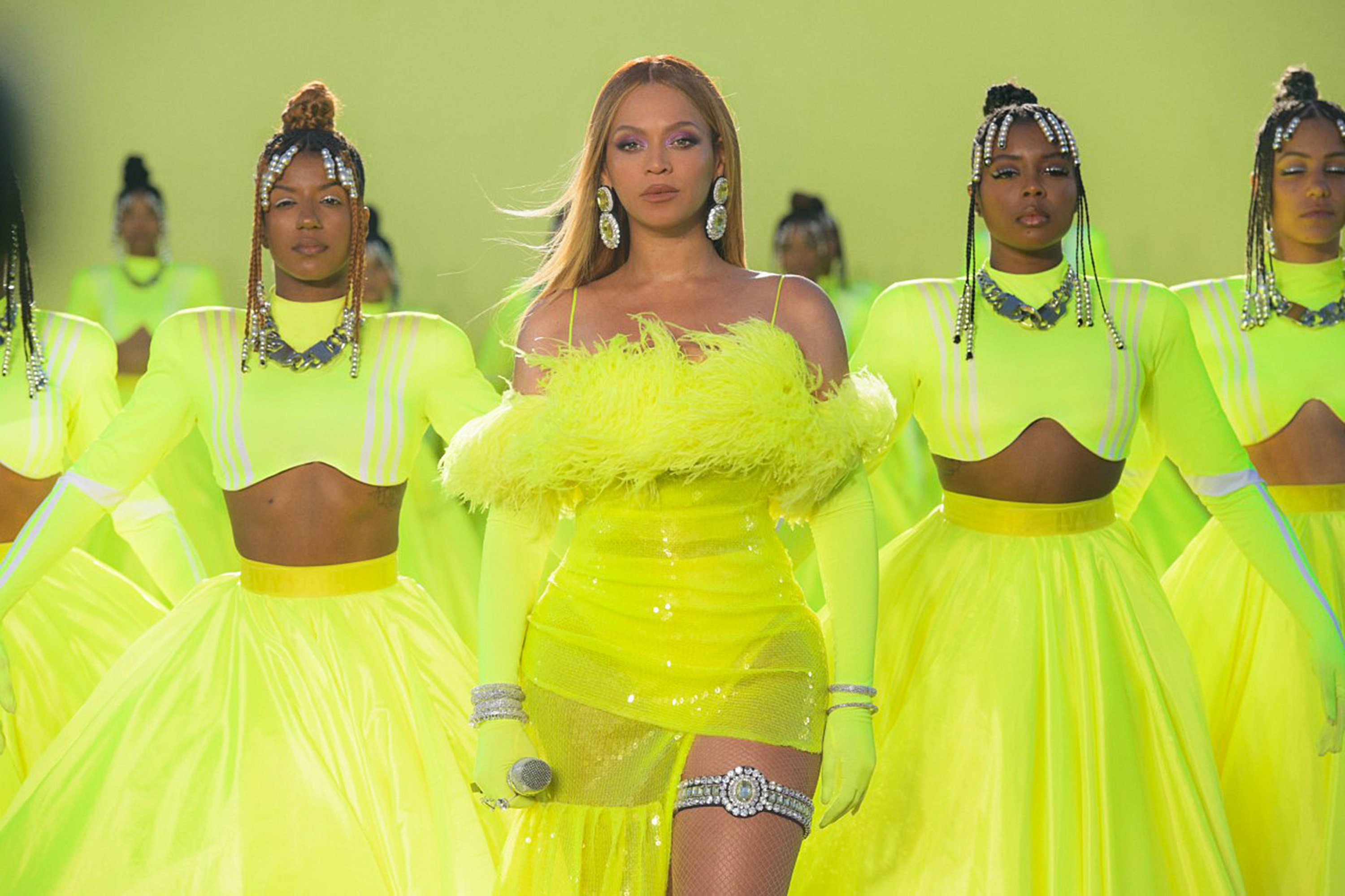 Beyoncé performed in neon at the Oscars in 2022, making her an early adopter, while Timothée Chalamet and Zendaya recently rocked the look on red carpets. Photo: AMPAS via Getty Images/TNS