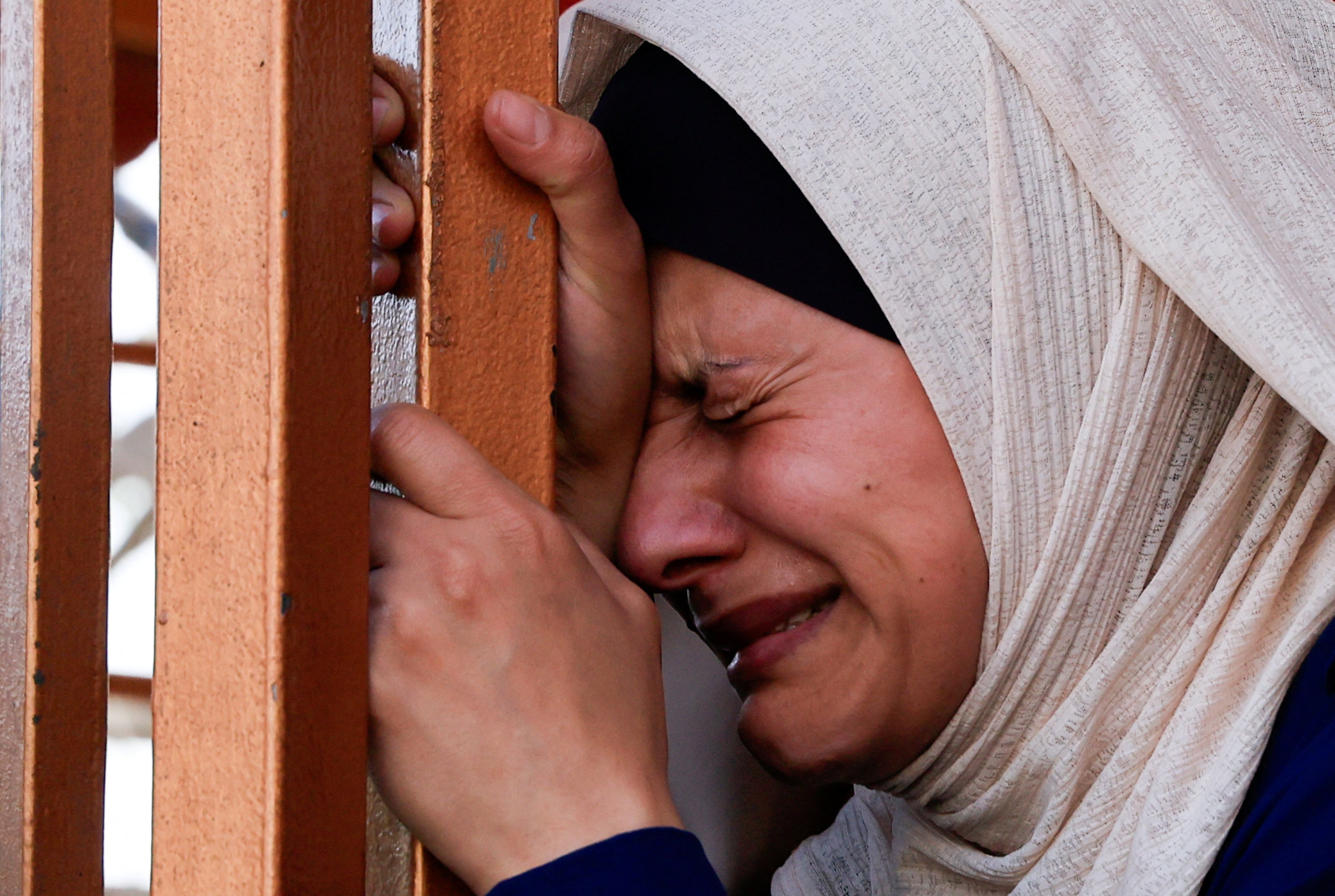 A woman during the funeral of Palestinians killed in Israeli strikes in Khan Younis, southern Gaza Strip, on Sunday. Photo: Reuters