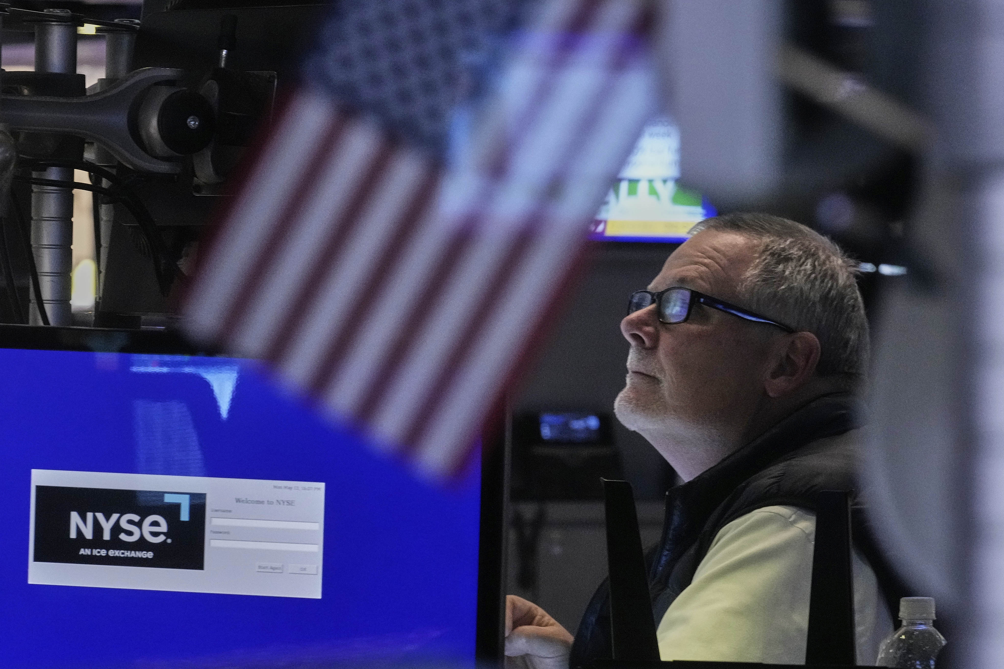 A trader on the floor of the New York Stock Exchange on Monday. Photo: AP