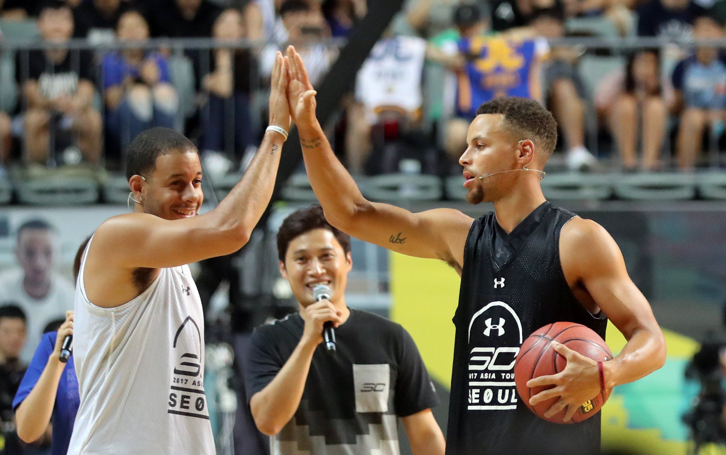 Meet Golden State Warriors point guard Stephen Curry’s brother Seth, who plays for the Charlotte Hornets and is married to NBA coach Doc Rivers’ daughter Callie. Photo: EPA
