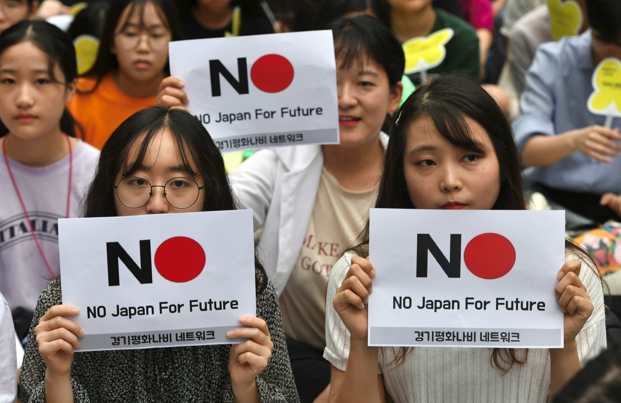 South Korean protesters hold signs during an anti-Japan demonstration in Seoul in 2019 supporting “comfort women”, who served as sex slaves for Japanese soldiers during World War II. Photo: AFP South Korean protesters hold signs during an anti-Japan demonstration in Seoul in 2019 supporting “comfort women”, who served as sex slaves for Japanese soldiers during World War II. Photo: AFP