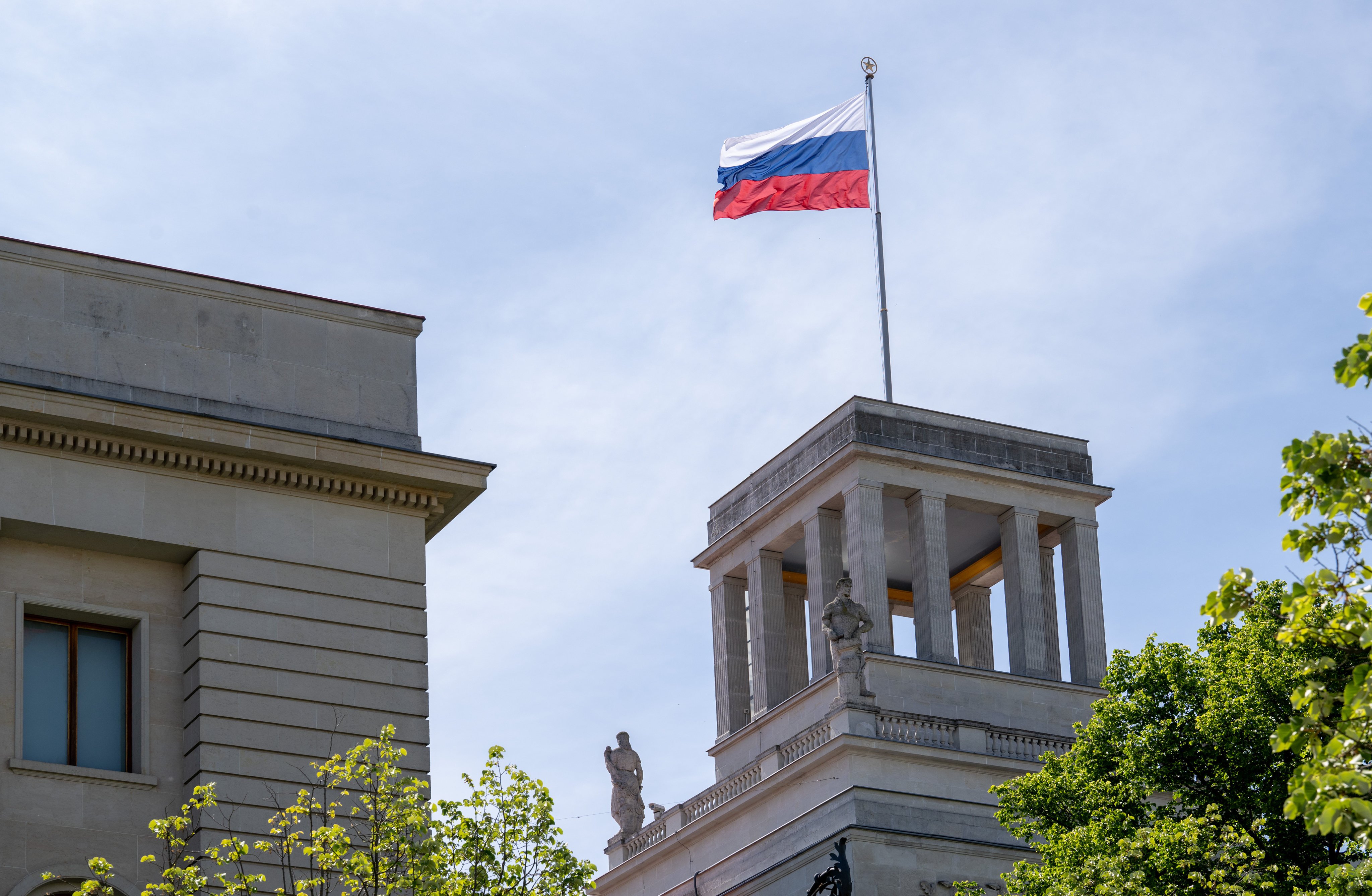 The Russia embassy in Berlin. Germany, Kyiv’s second-biggest military back after the United States, has been shaken by a string of alleged sabotage and espionage cases linked to Russia. Photo: dpa