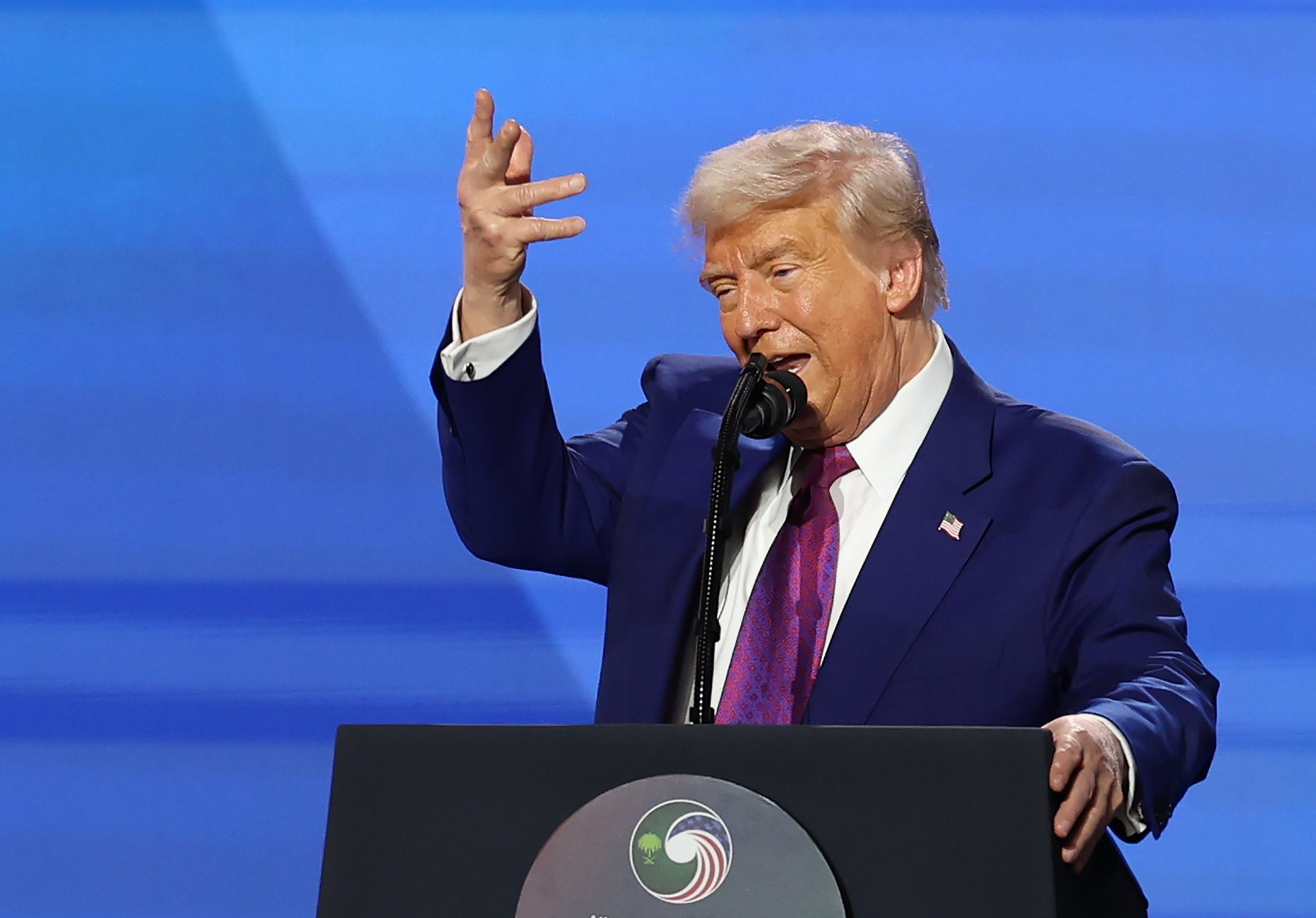 US President Donald Trump attends the Saudi-US Investment Forum in Riyadh, Saudi Arabia, on Tuesday. Photo: EPA-EFE