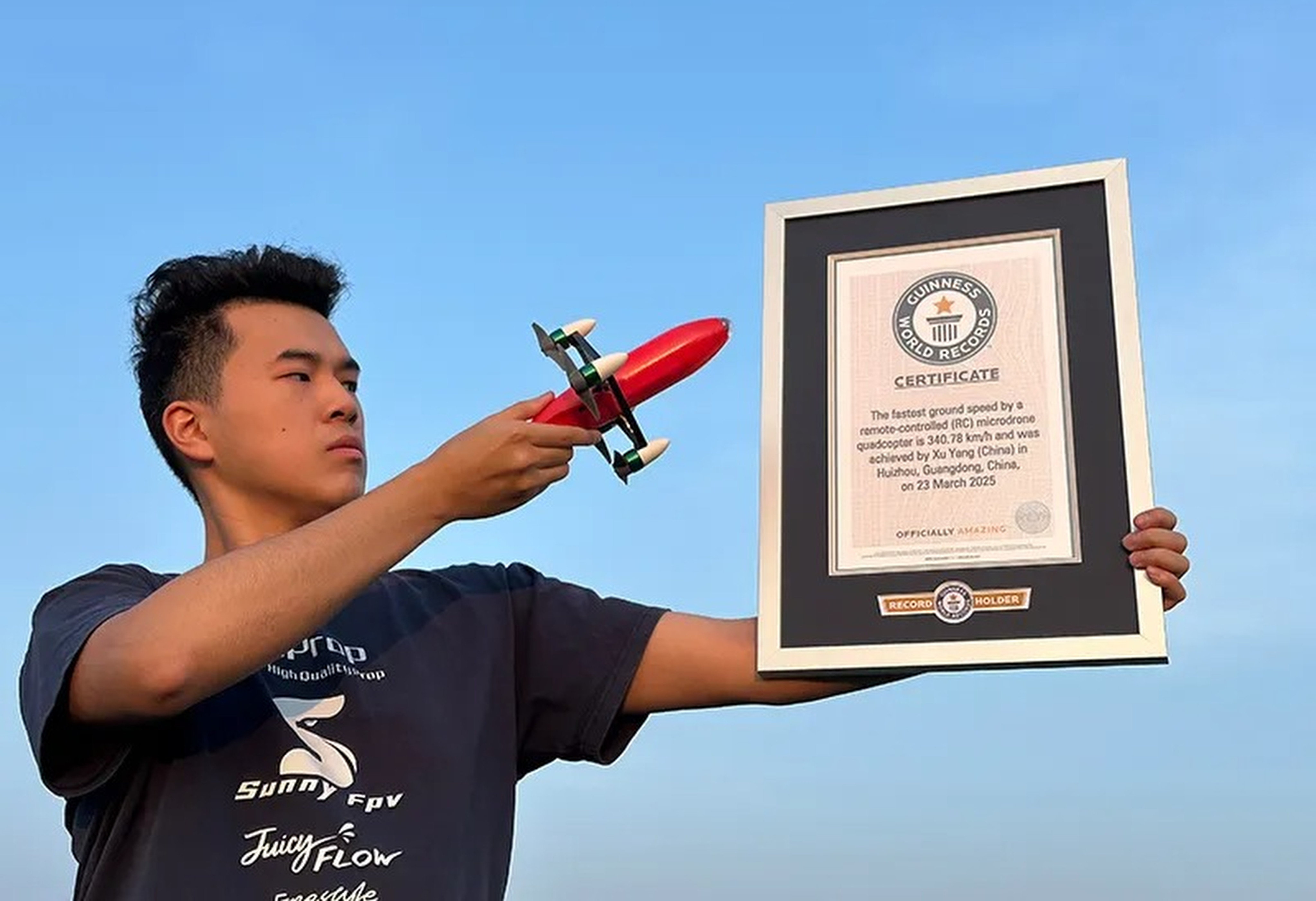 Xu Yang’s Prowess microdrone weighed less than 250 grams and reached a speed of 340.78km/h on March 23 in Huizhou, Guangdong province. Photo: Handout