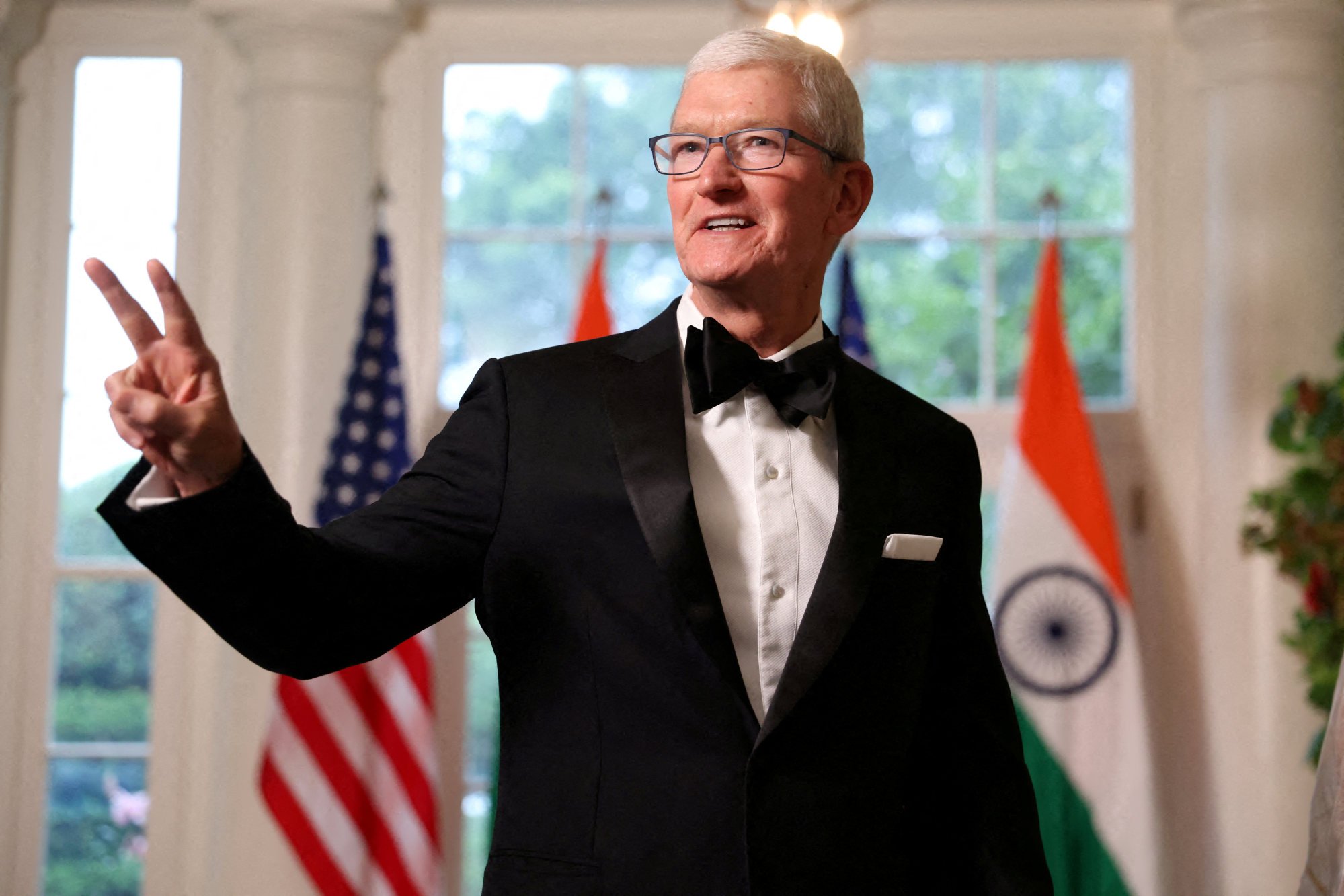 Apple CEO Tim Cook attends a state dinner hosted by then-US president Joe Biden for India’s Prime Minister Narendra Modi at the White House in 2023. Photo: Reuters Apple CEO Tim Cook attends a state dinner hosted by then-US president Joe Biden for India’s Prime Minister Narendra Modi at the White House in 2023. Photo: Reuters